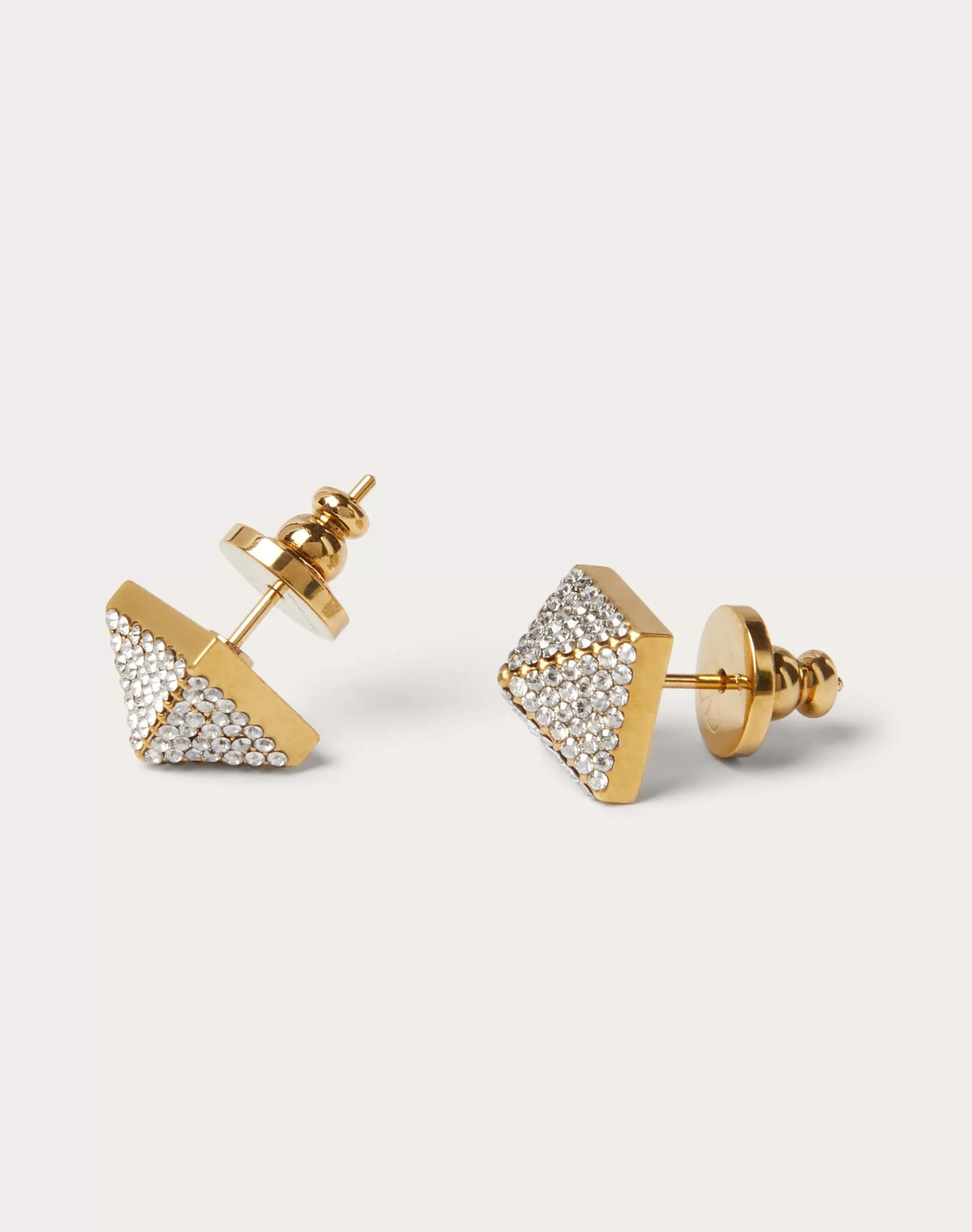 Valentino ROCKSTUD METAL AND SWAROVSKI® CRYSTAL EARRINGS Gold Flash Sale