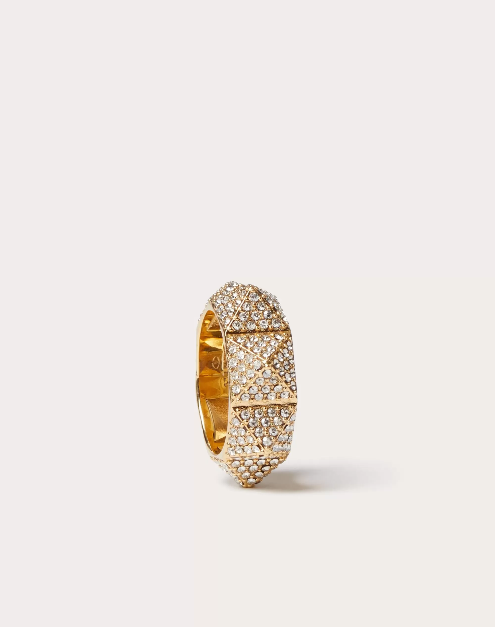 Valentino ROCKSTUD METAL RING WITH SWAROVSKI ® CRYSTALS Gold Sale