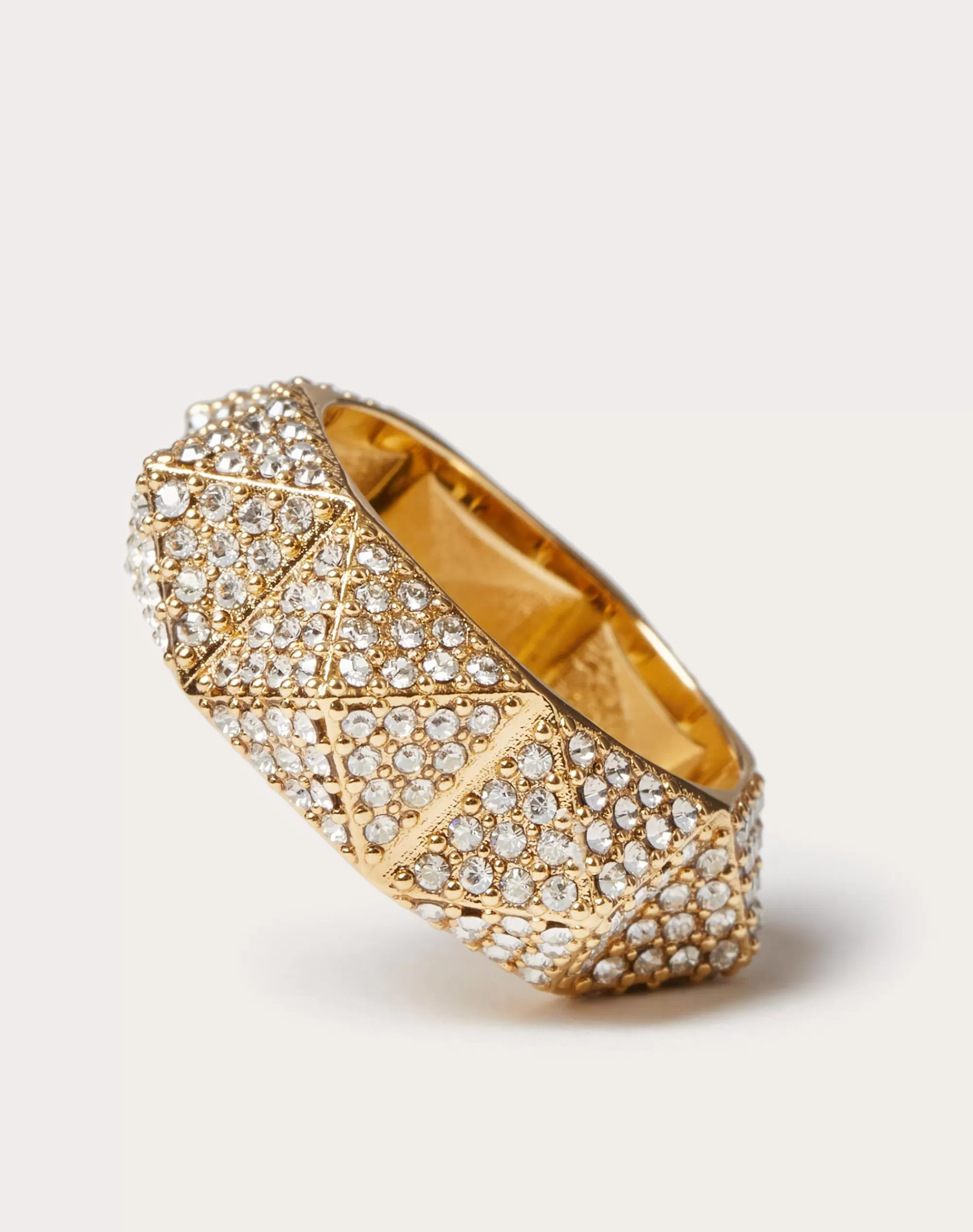 Valentino ROCKSTUD METAL RING WITH SWAROVSKI ® CRYSTALS Gold Sale