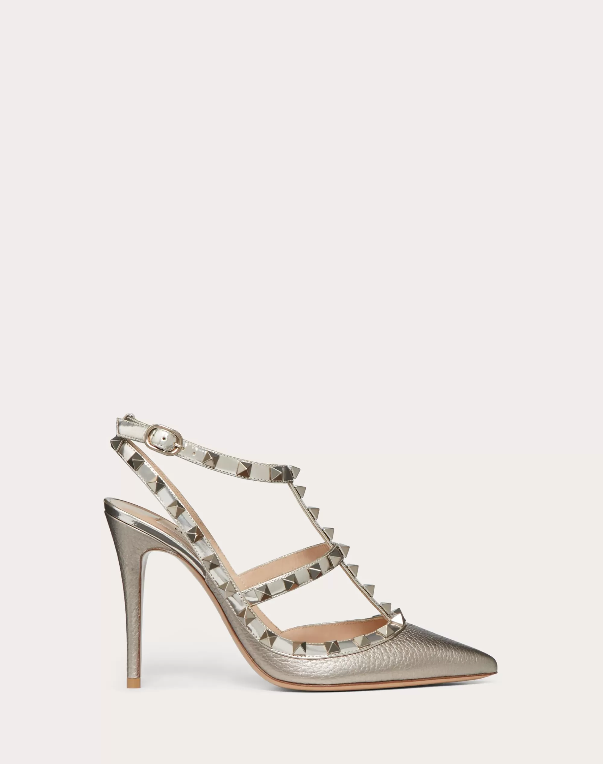 Valentino ROCKSTUD METALLIC ANKLE STRAP PUMP 100 MM Skin Flash Sale