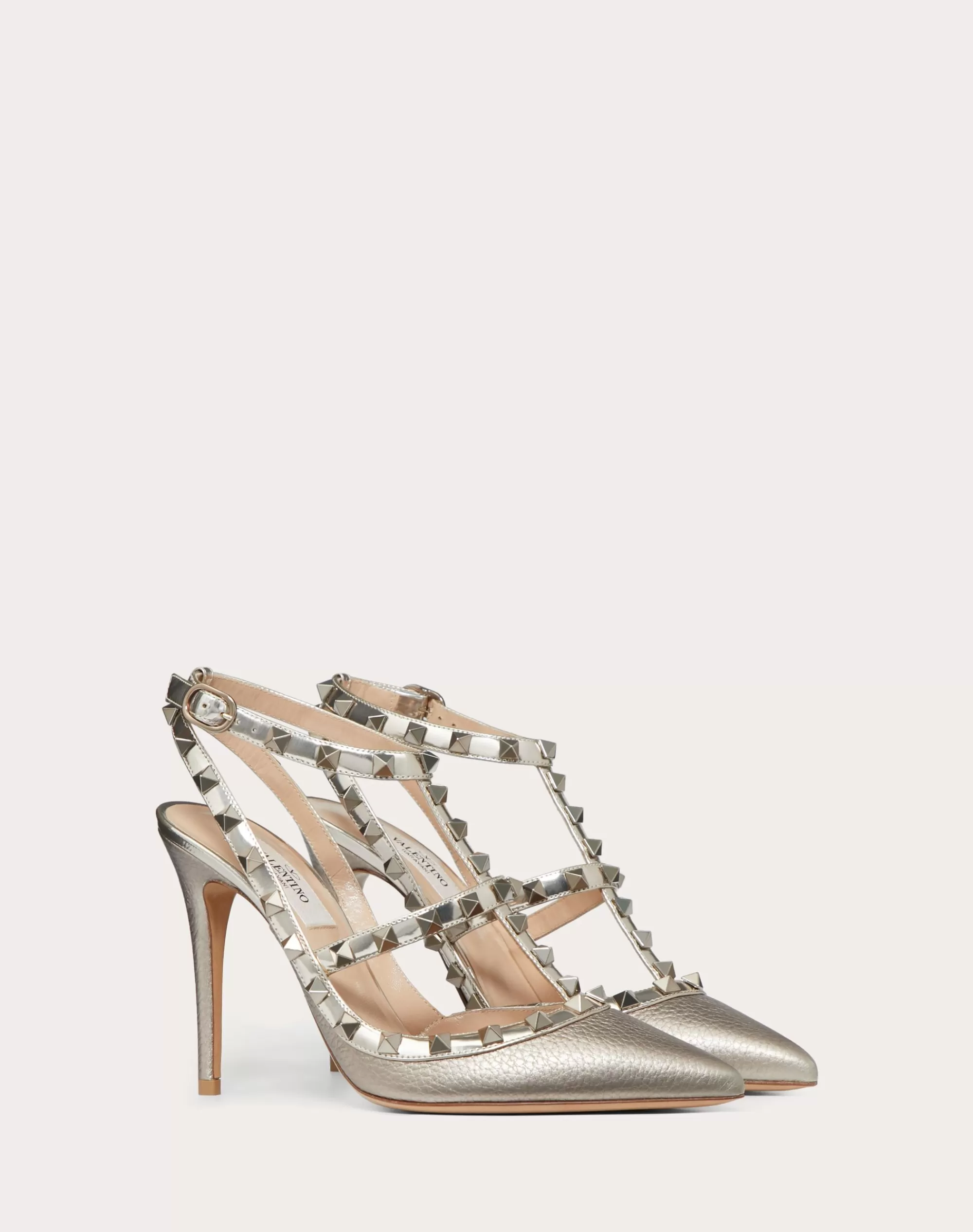 Valentino ROCKSTUD METALLIC ANKLE STRAP PUMP 100 MM Skin Flash Sale