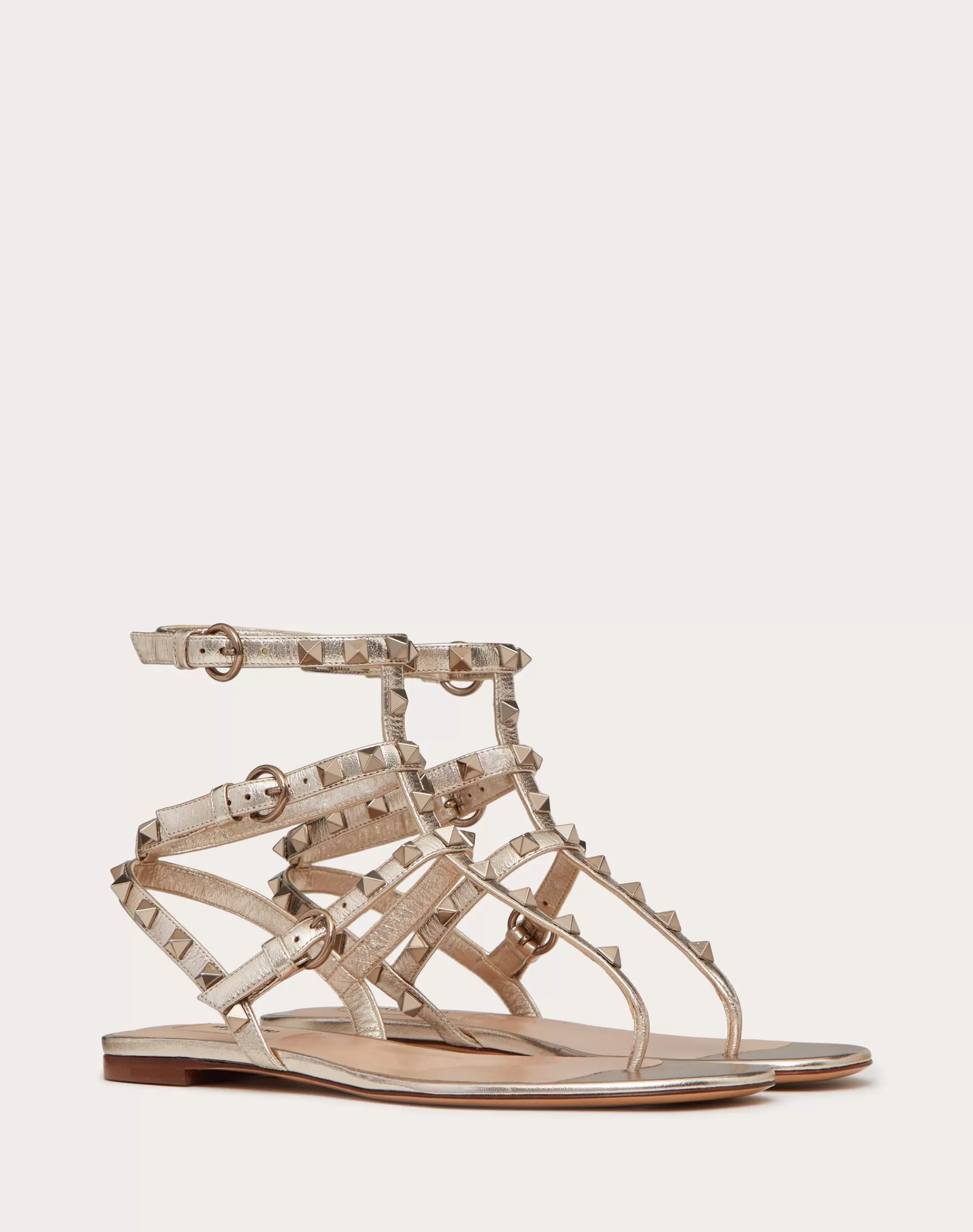 Valentino ROCKSTUD METALLIC FLAT FLIP-FLOP SANDAL Skin Cheap