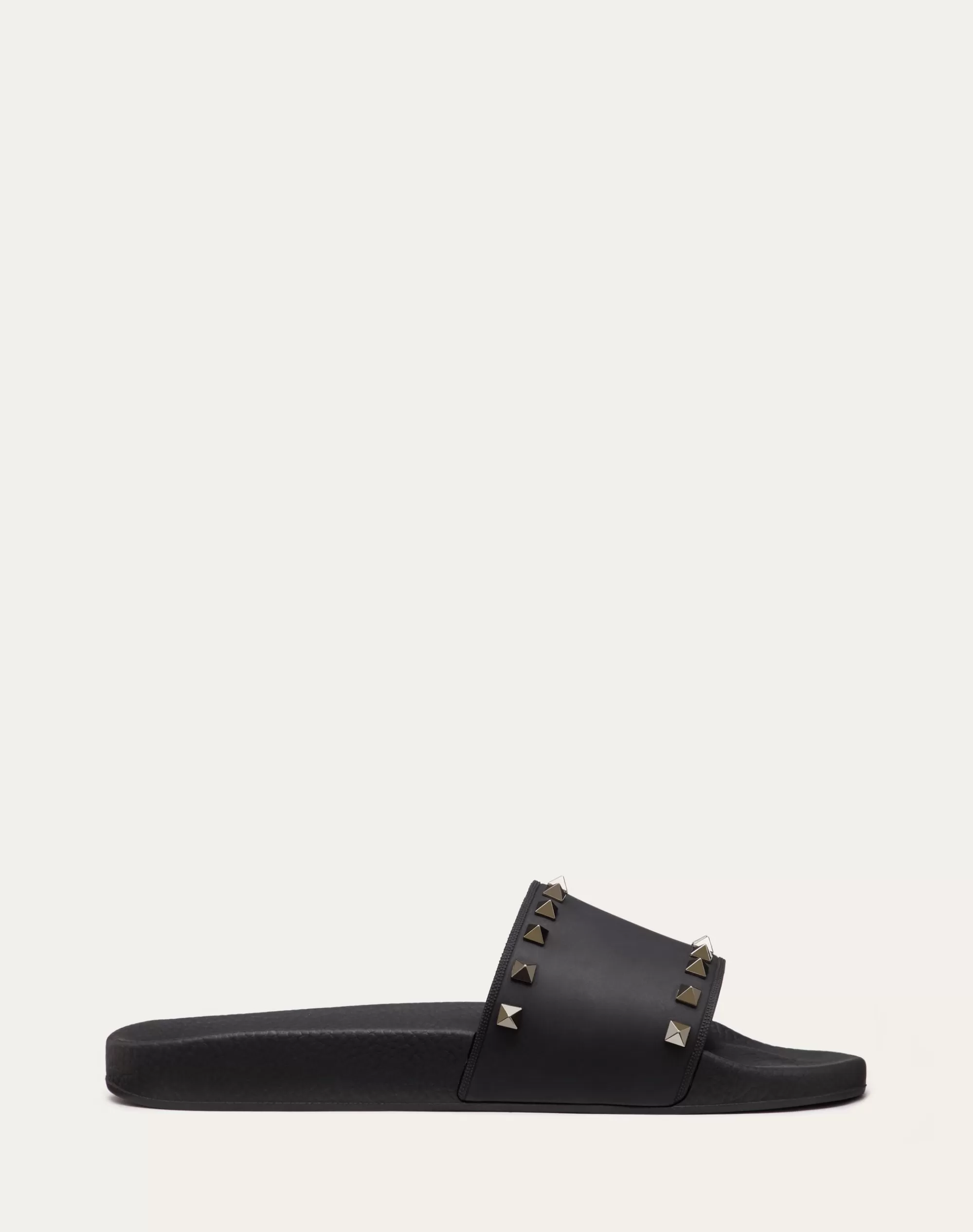 Valentino ROCKSTUD RUBBER SLIDER SANDAL Black Clearance