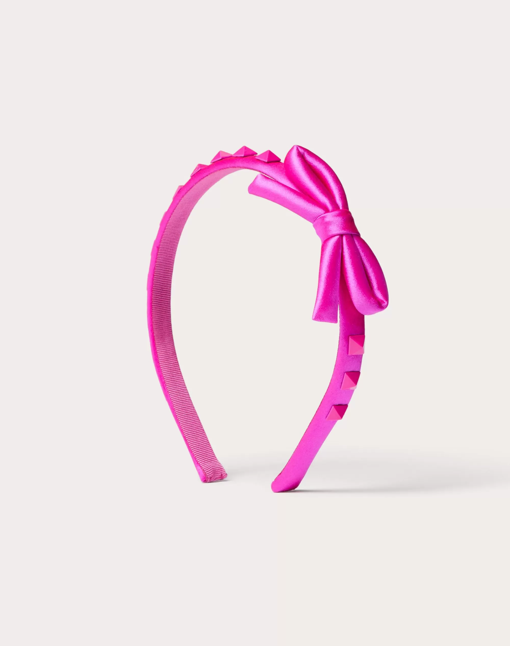 Valentino ROCKSTUD SATIN AND METAL HEADBAND PinkPp Discount