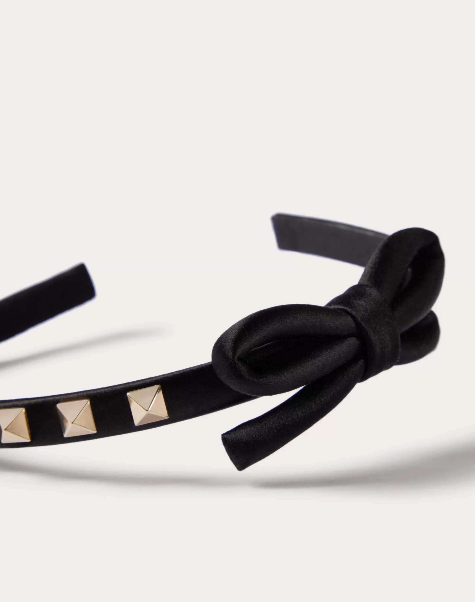 Valentino ROCKSTUD SATIN AND METAL HEADBAND Black Store