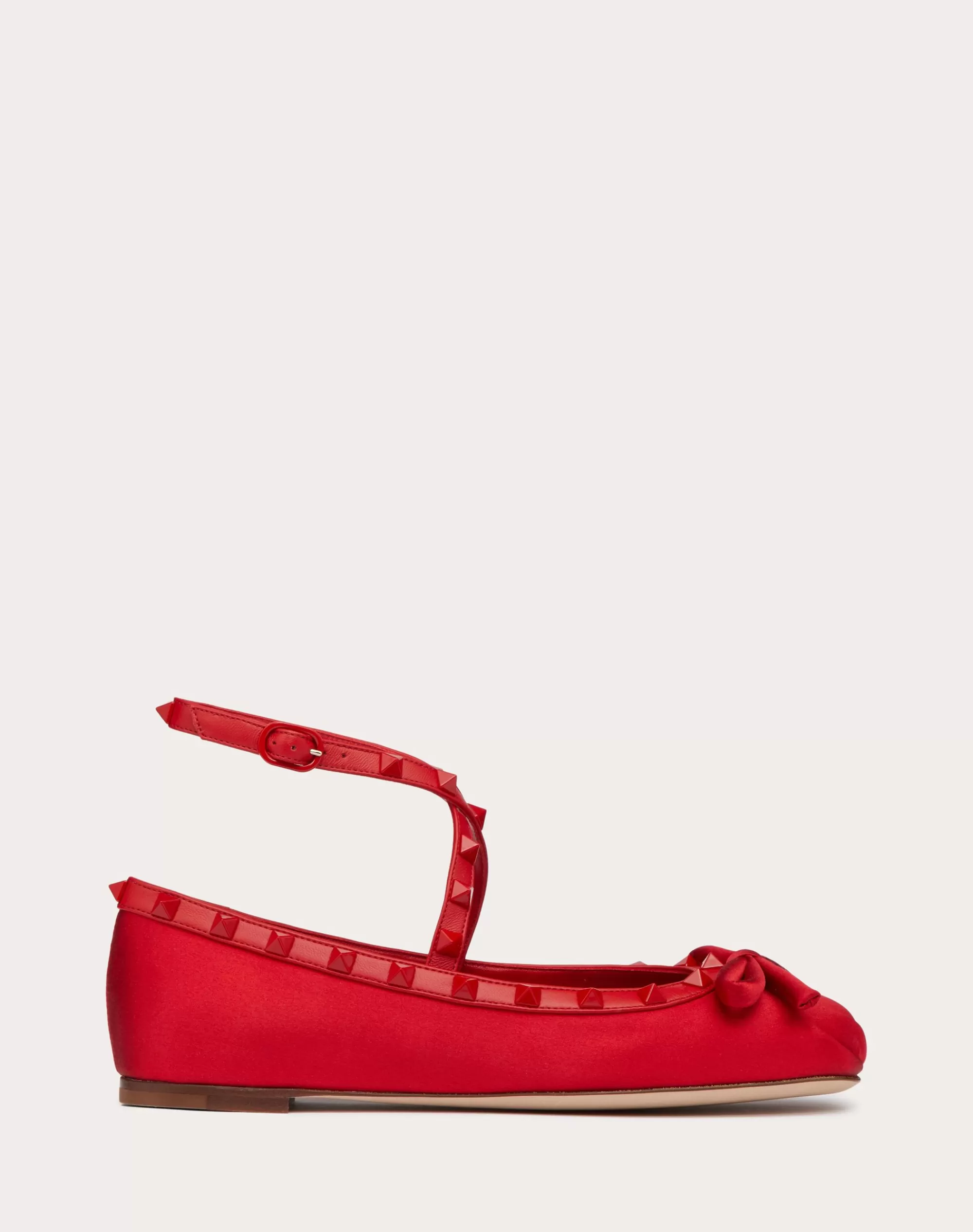 Valentino ROCKSTUD SATIN BALLERINAS WITH TONE-ON-TONE STUDS Cheap