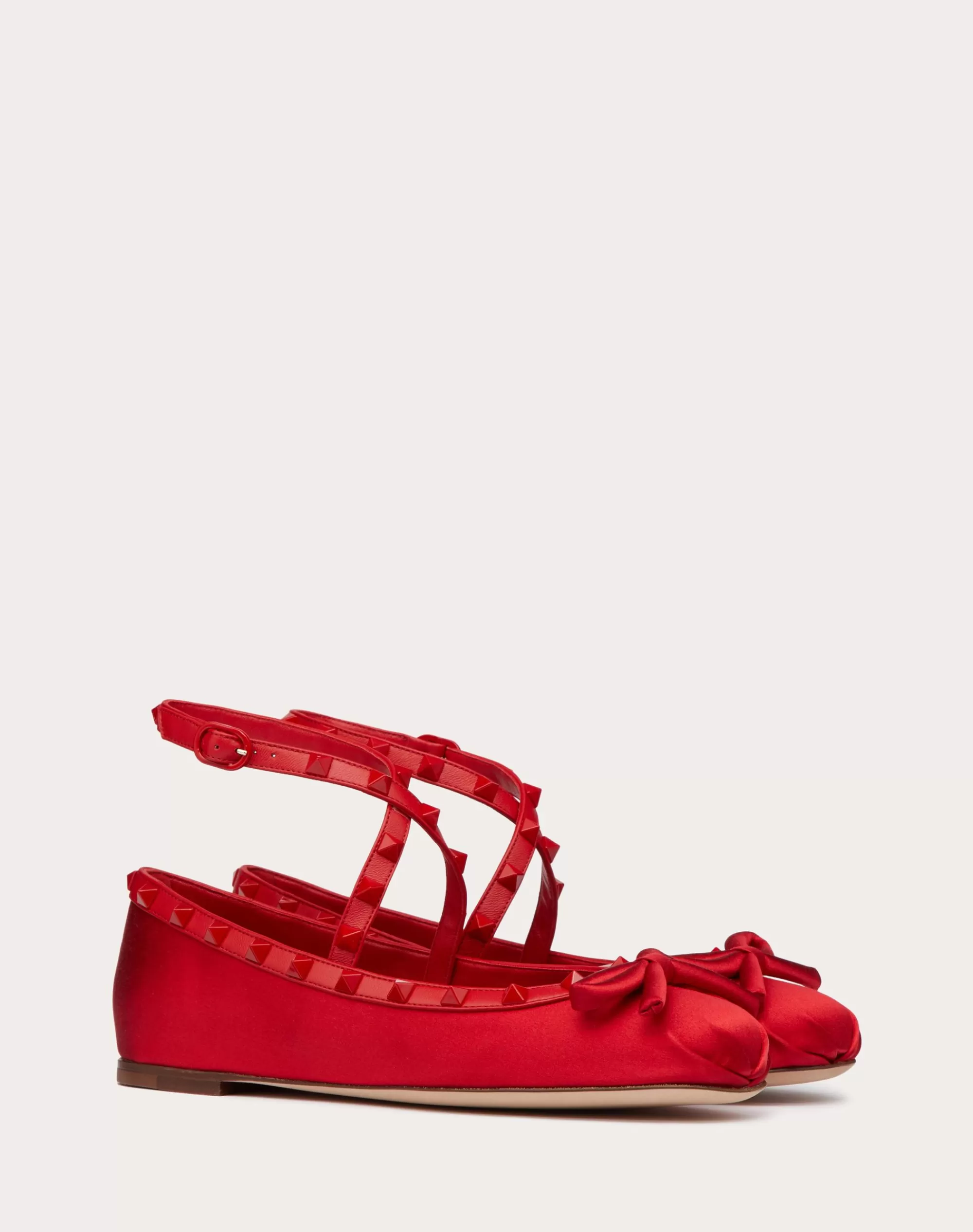 Valentino ROCKSTUD SATIN BALLERINAS WITH TONE-ON-TONE STUDS Cheap