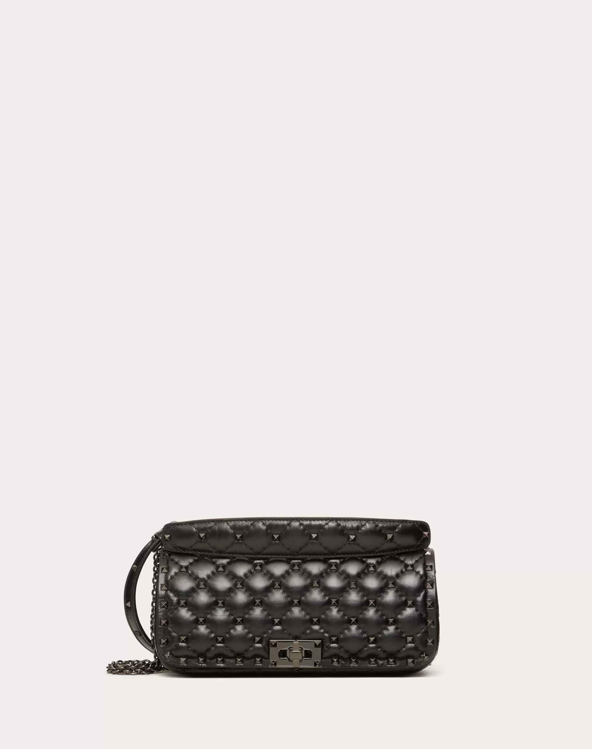 Valentino ROCKSTUD SPIKE CALFSKIN SHOULDER BAG Black Cheap