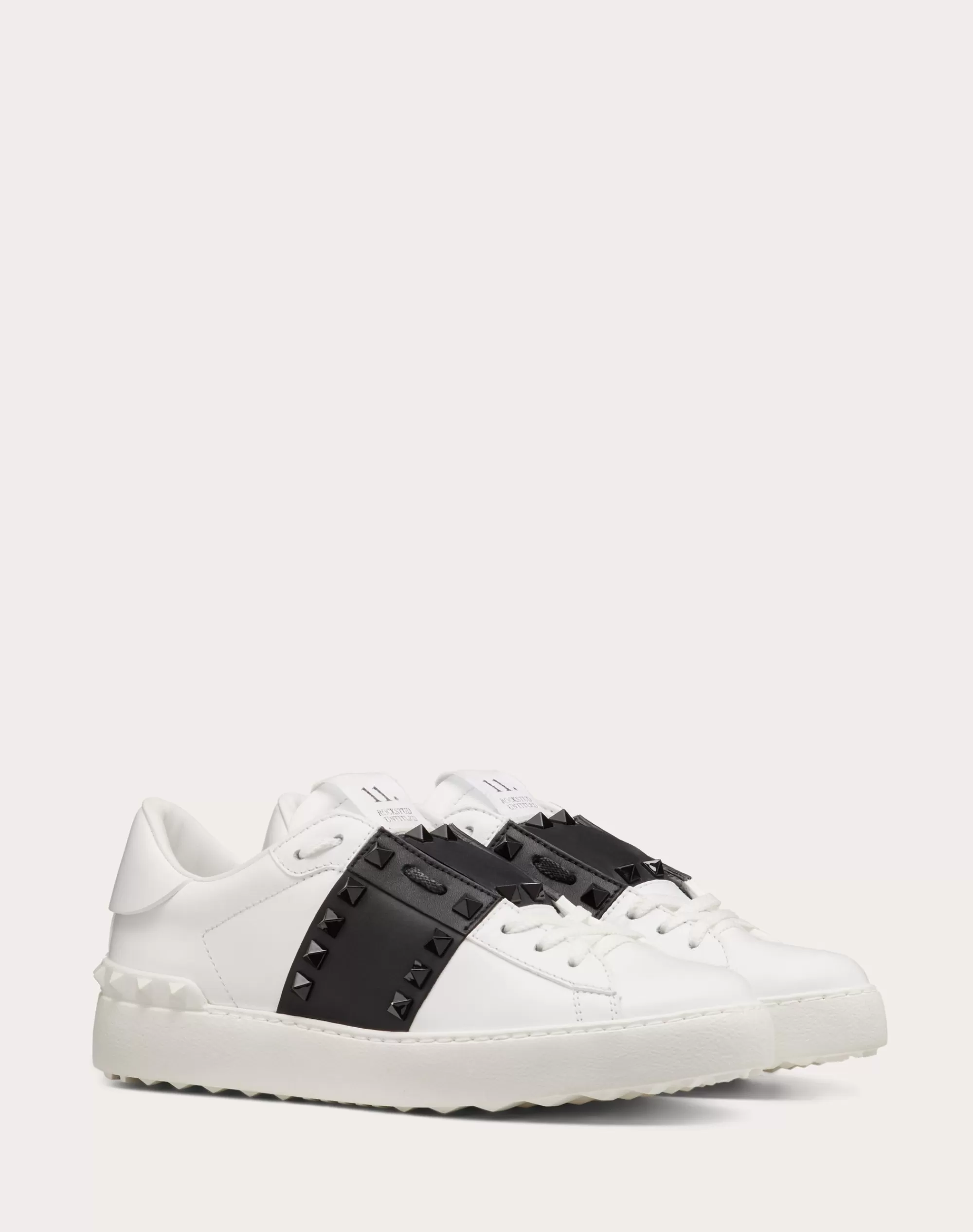 Valentino ROCKSTUD UNTITLED SNEAKER IN CALFSKIN LEATHER WITH TONAL STUDS White/Black Outlet