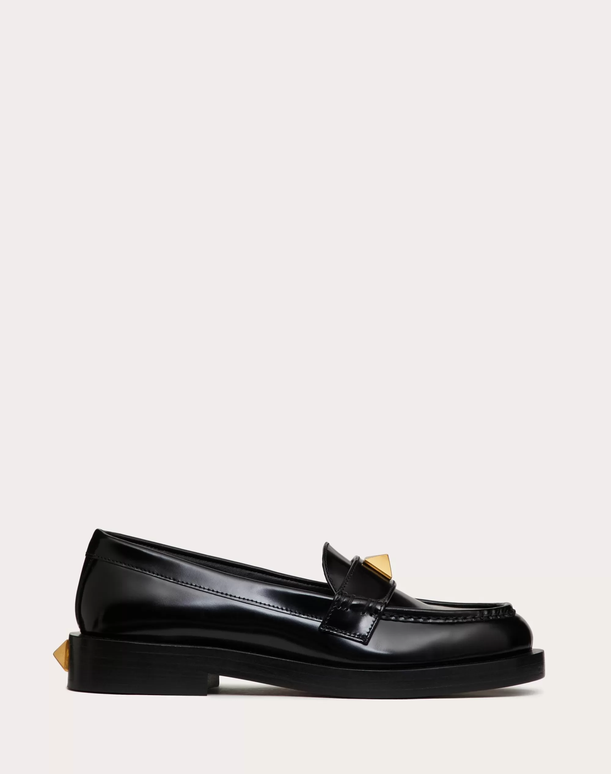 Valentino ROMAN STUD BRUSHED CALFSKIN LOAFER 30MM Black Flash Sale