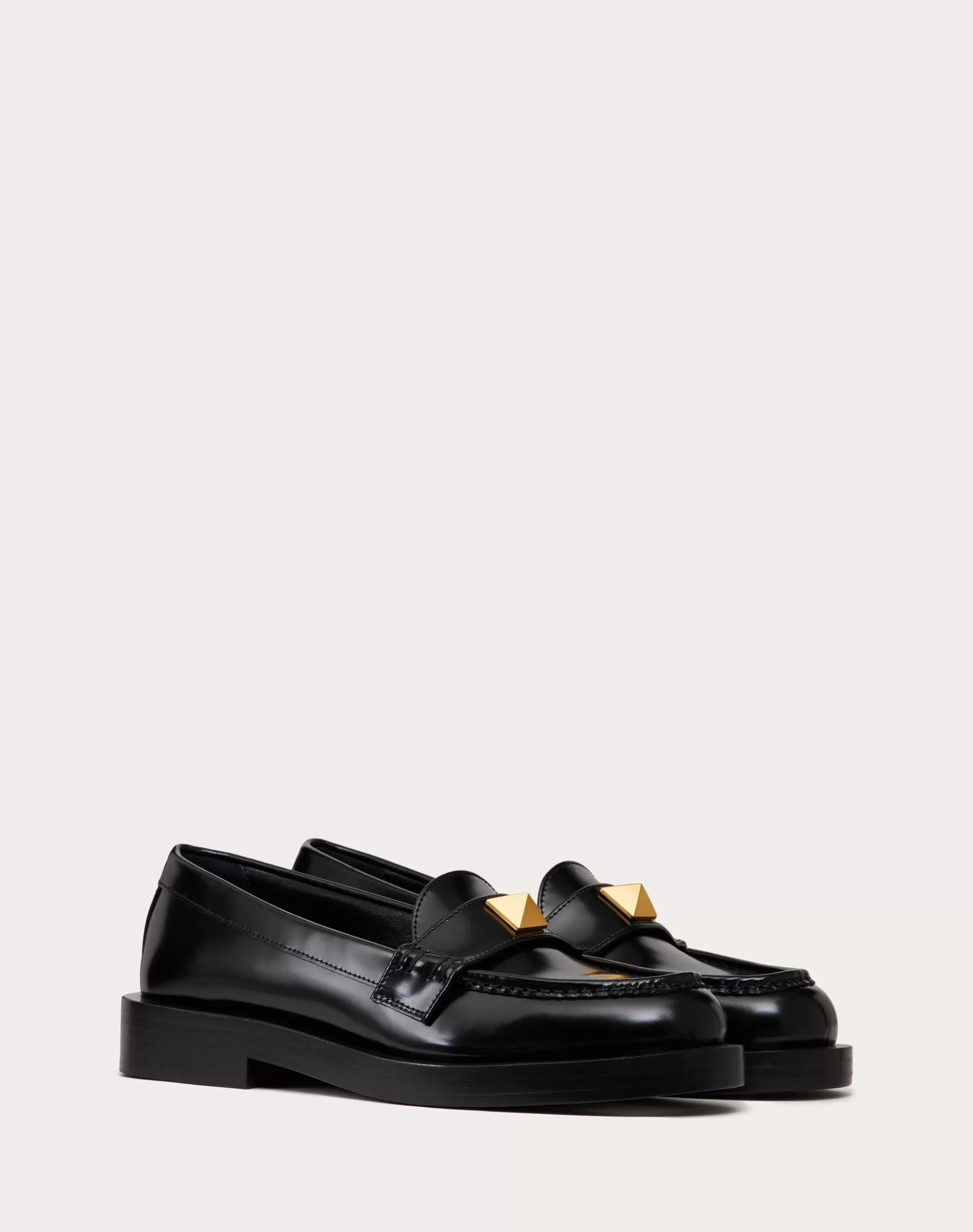 Valentino ROMAN STUD BRUSHED CALFSKIN LOAFER 30MM Black Flash Sale