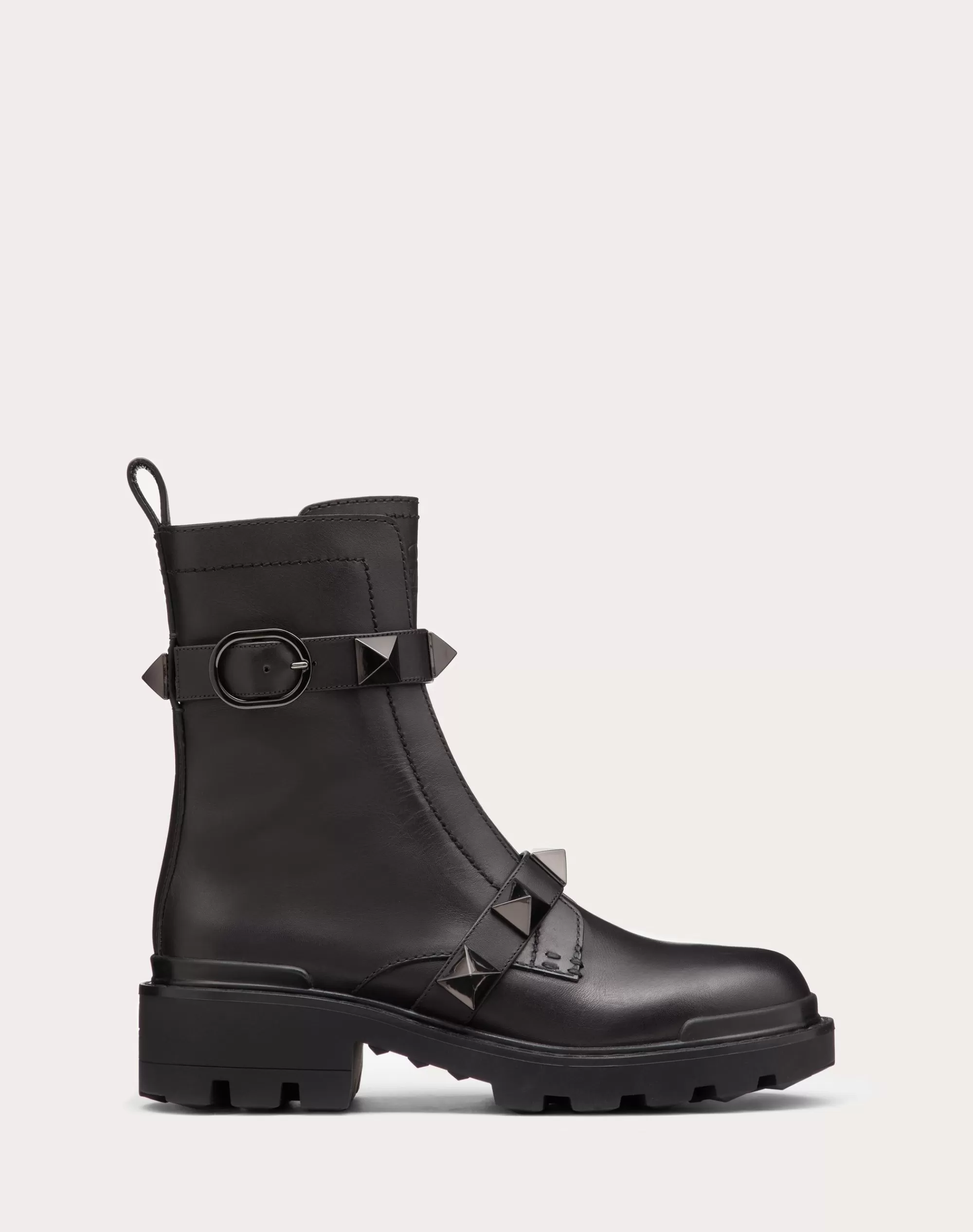 Valentino ROMAN STUD CALFSKIN COMBAT BOOT WITH TONAL STUDS 40MM Black Outlet