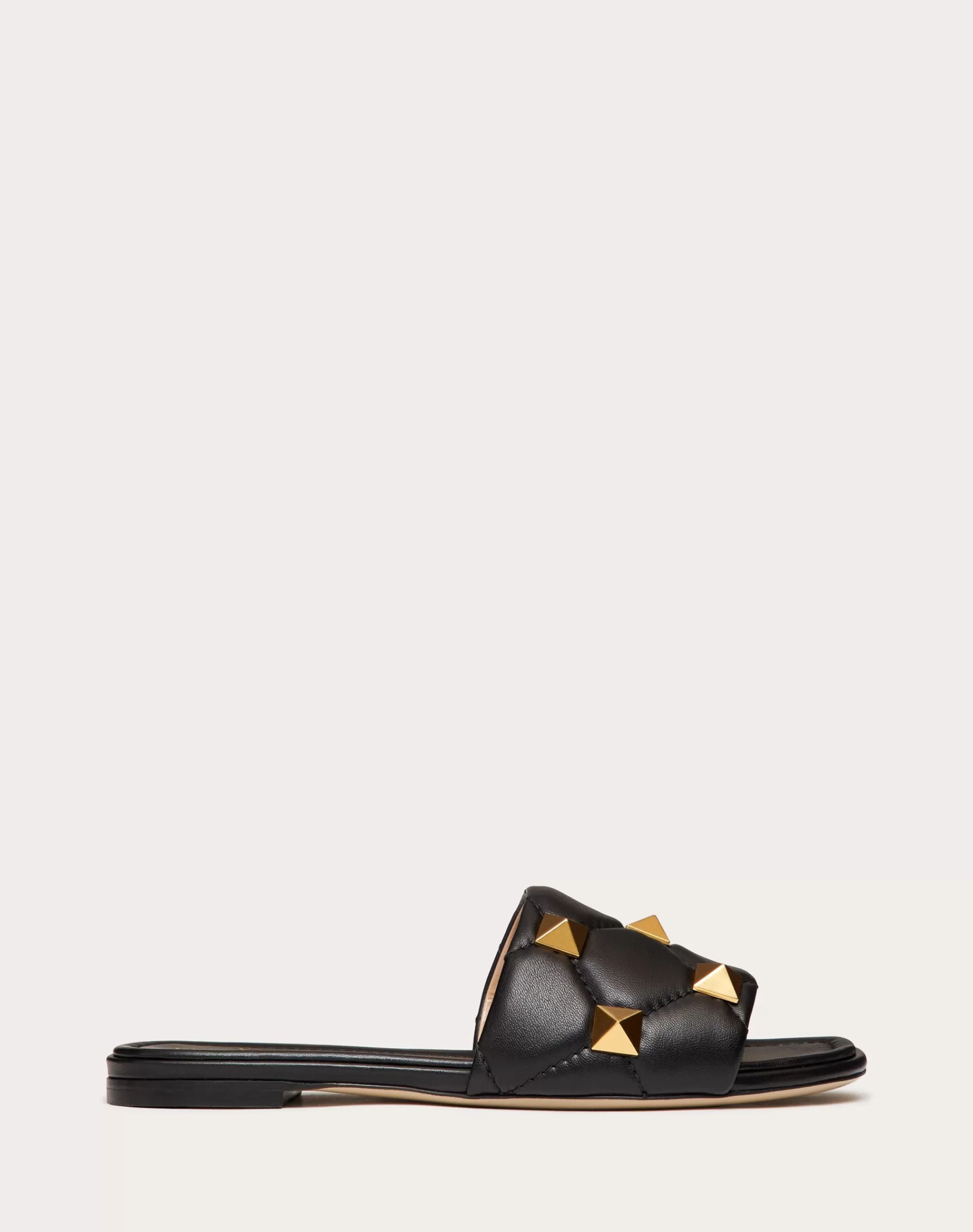 Valentino ROMAN STUD FLAT SLIDE SANDAL IN QUILTED NAPPA Outlet