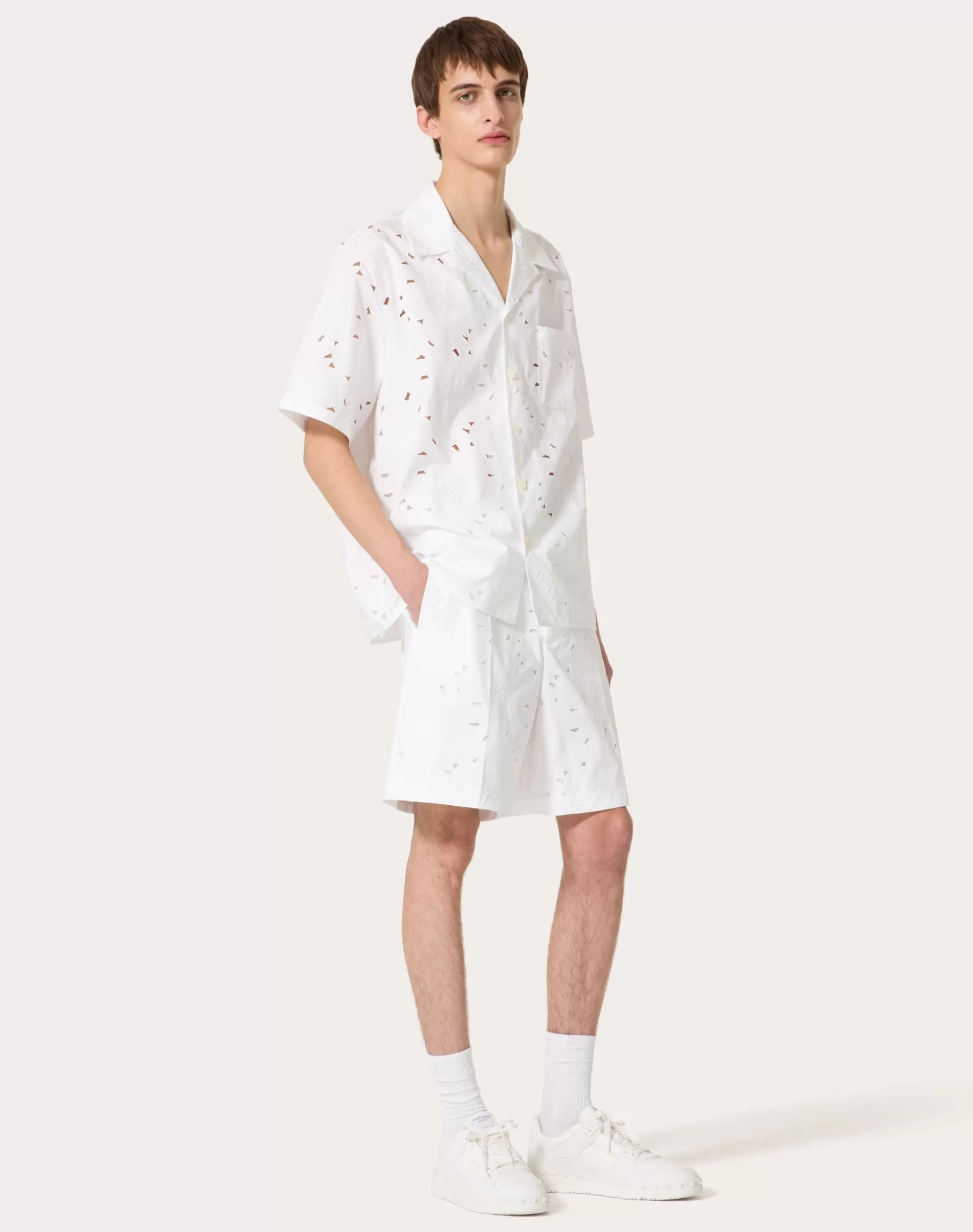 Valentino SAN GALLO COTTON BERMUDA SHORTS White Store