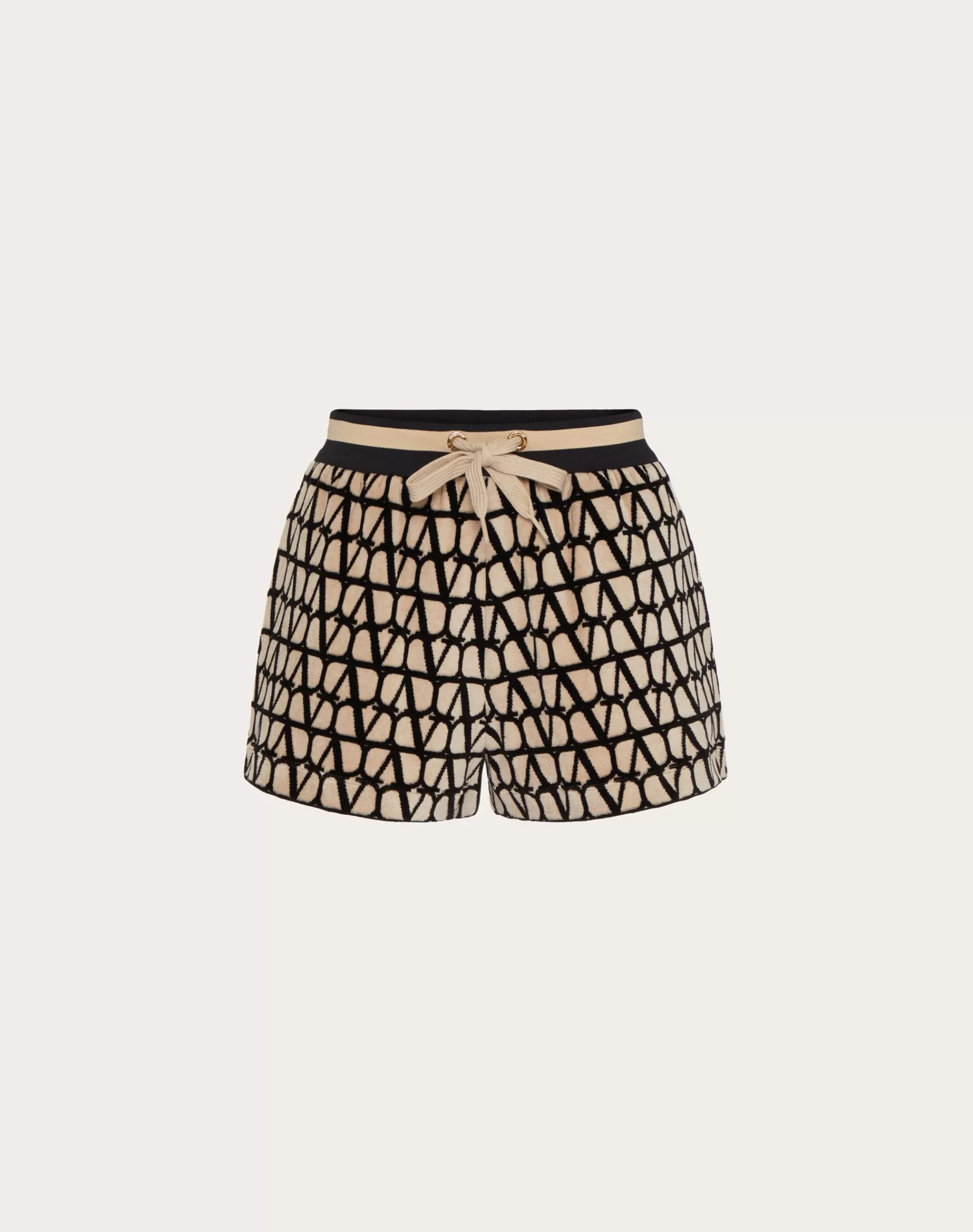 Valentino SHORTS IN TOILE ICONOGRAPHE SPONGE JERSEY Beige/black Online