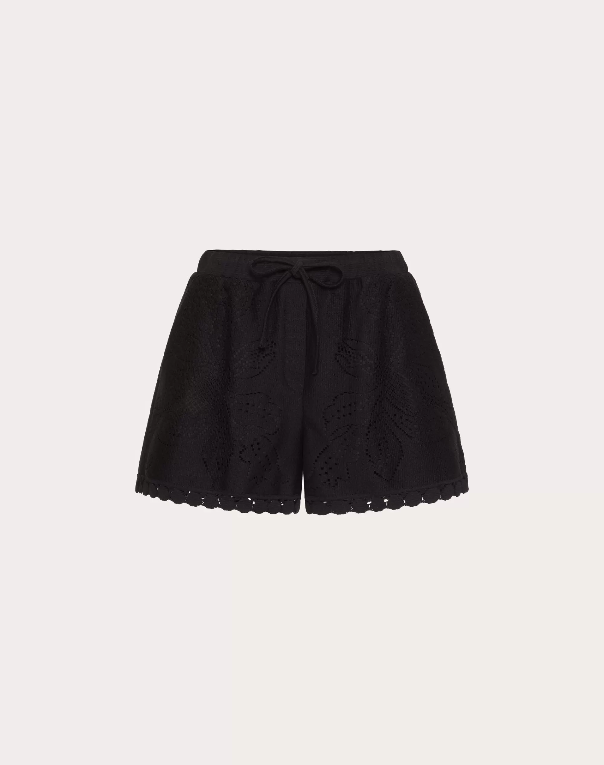 Valentino SHORTS IN COTTON GUIPURE JARDIN PLAT Black Flash Sale