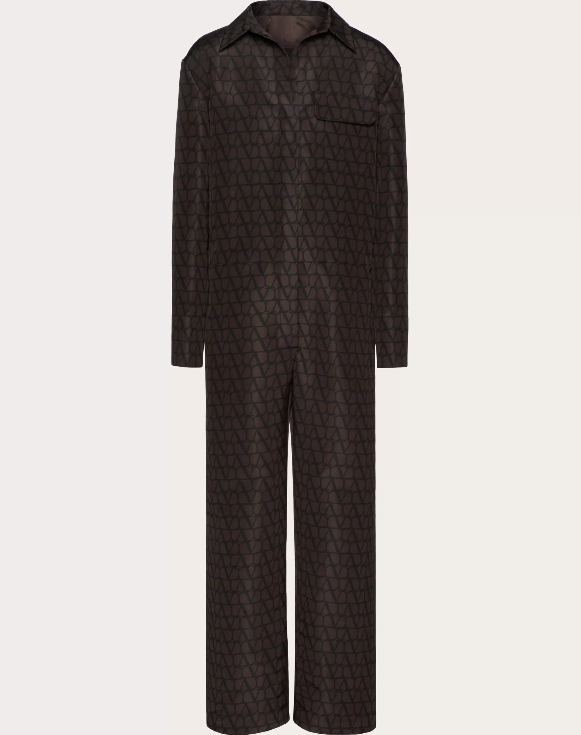 Valentino SILK FAILLE JUMPSUIT WITH ALL-OVER TOILE ICONOGRAPHE PRINT Ebony/black Store