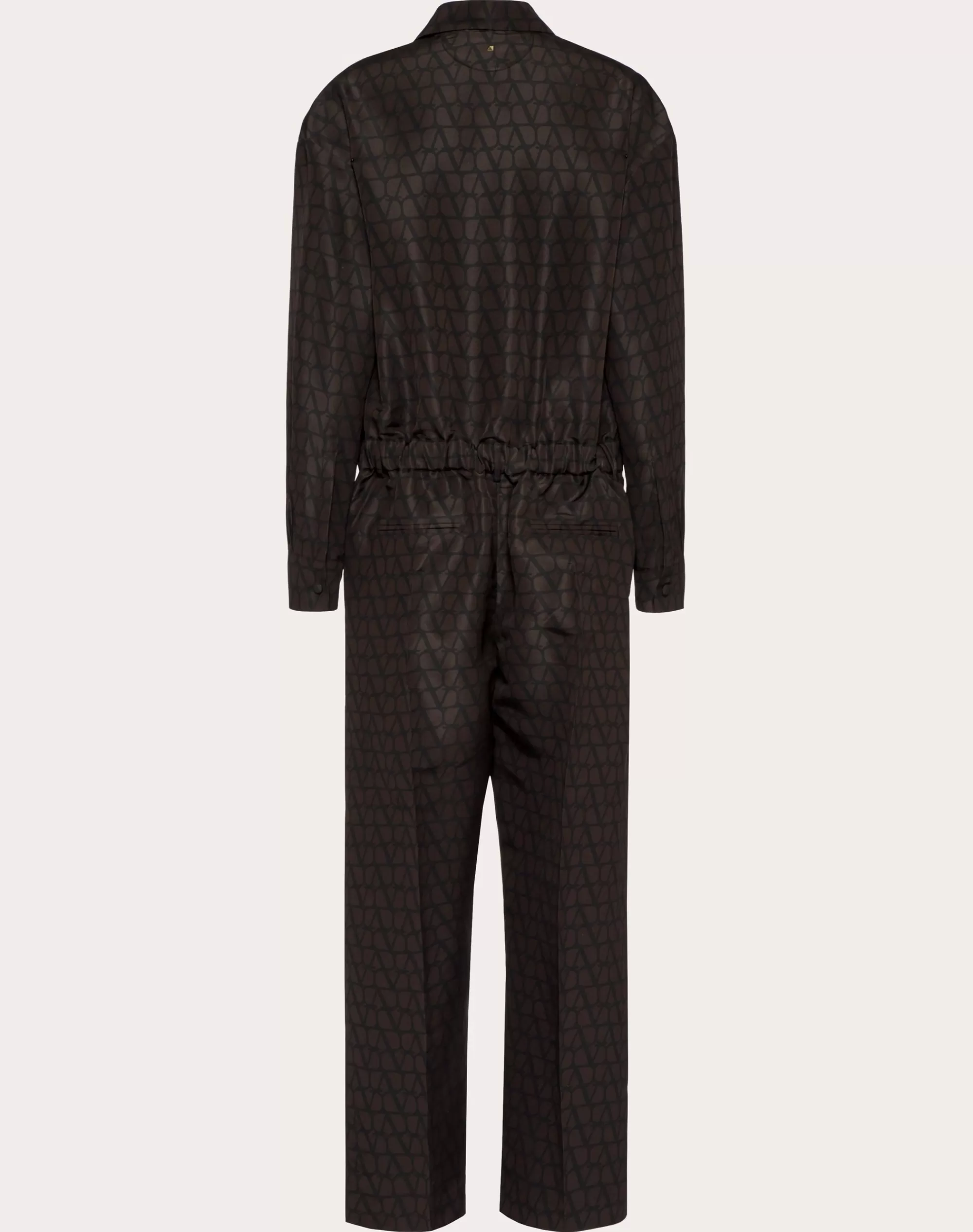 Valentino SILK FAILLE JUMPSUIT WITH ALL-OVER TOILE ICONOGRAPHE PRINT Ebony/black Store