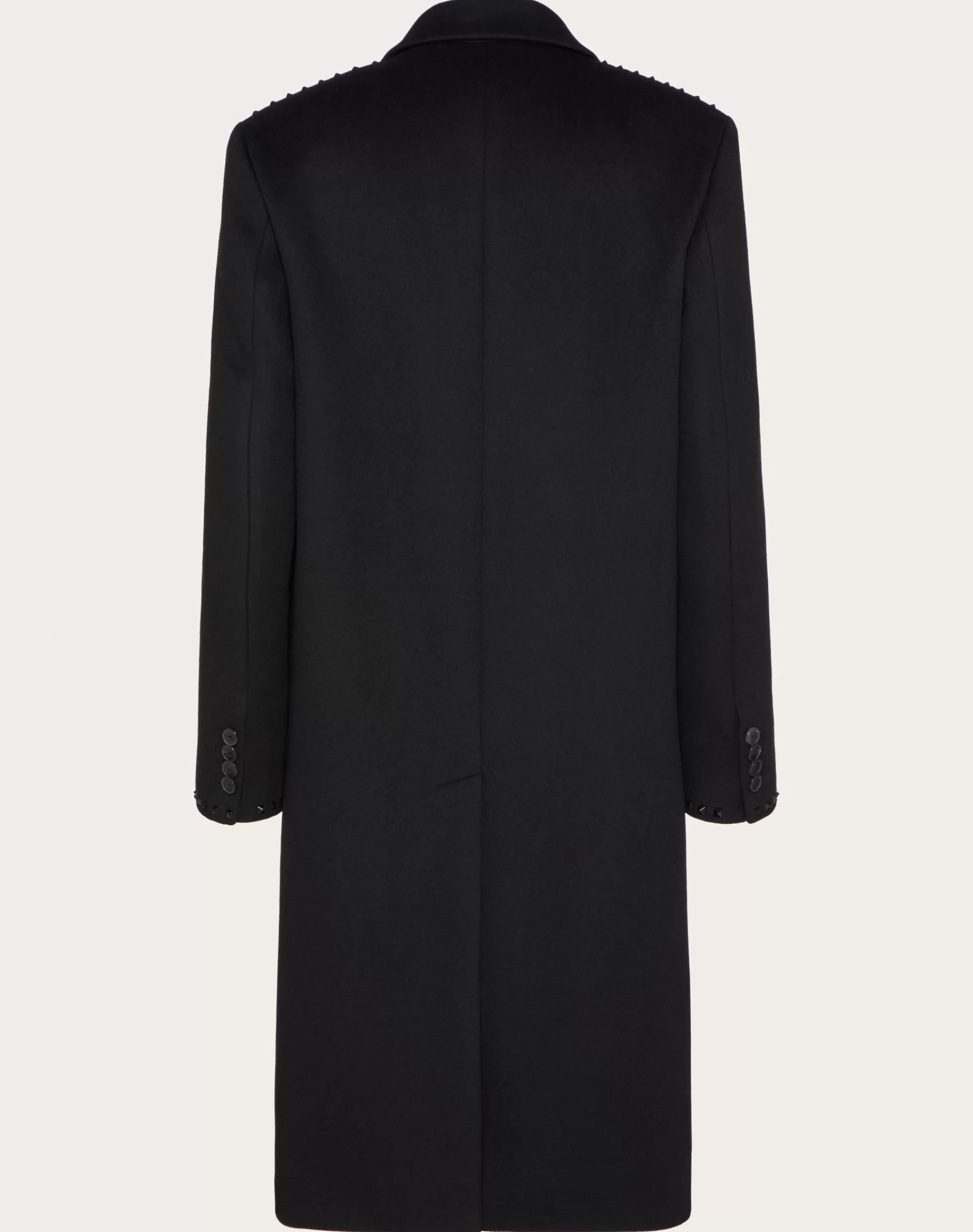 Valentino SINGLE BREASTED COAT IN DOUBLE-FACED WOOL AND CASHMERE WITH UNTITLED STUDS Black Sale