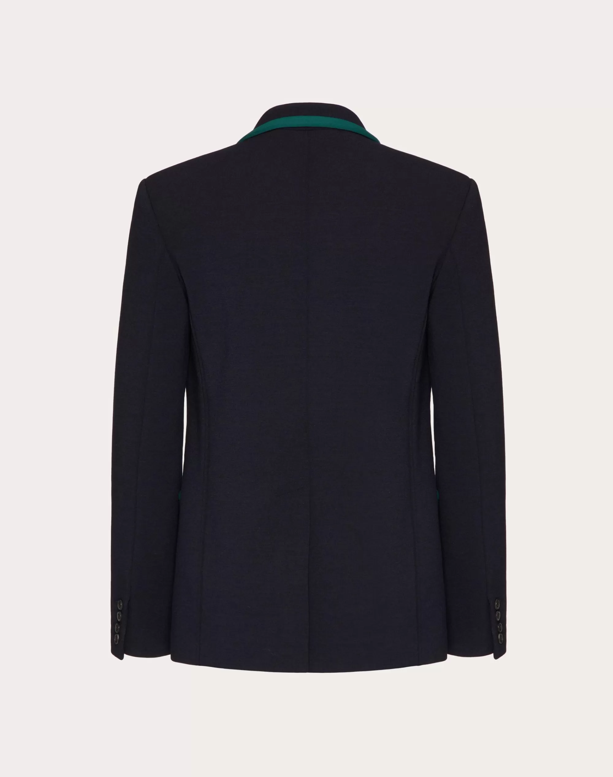 Valentino SINGLE-BREASTED JACKET IN LANA STRETCH WITH VLOGO SIGNATURE PATCH Navy Discount