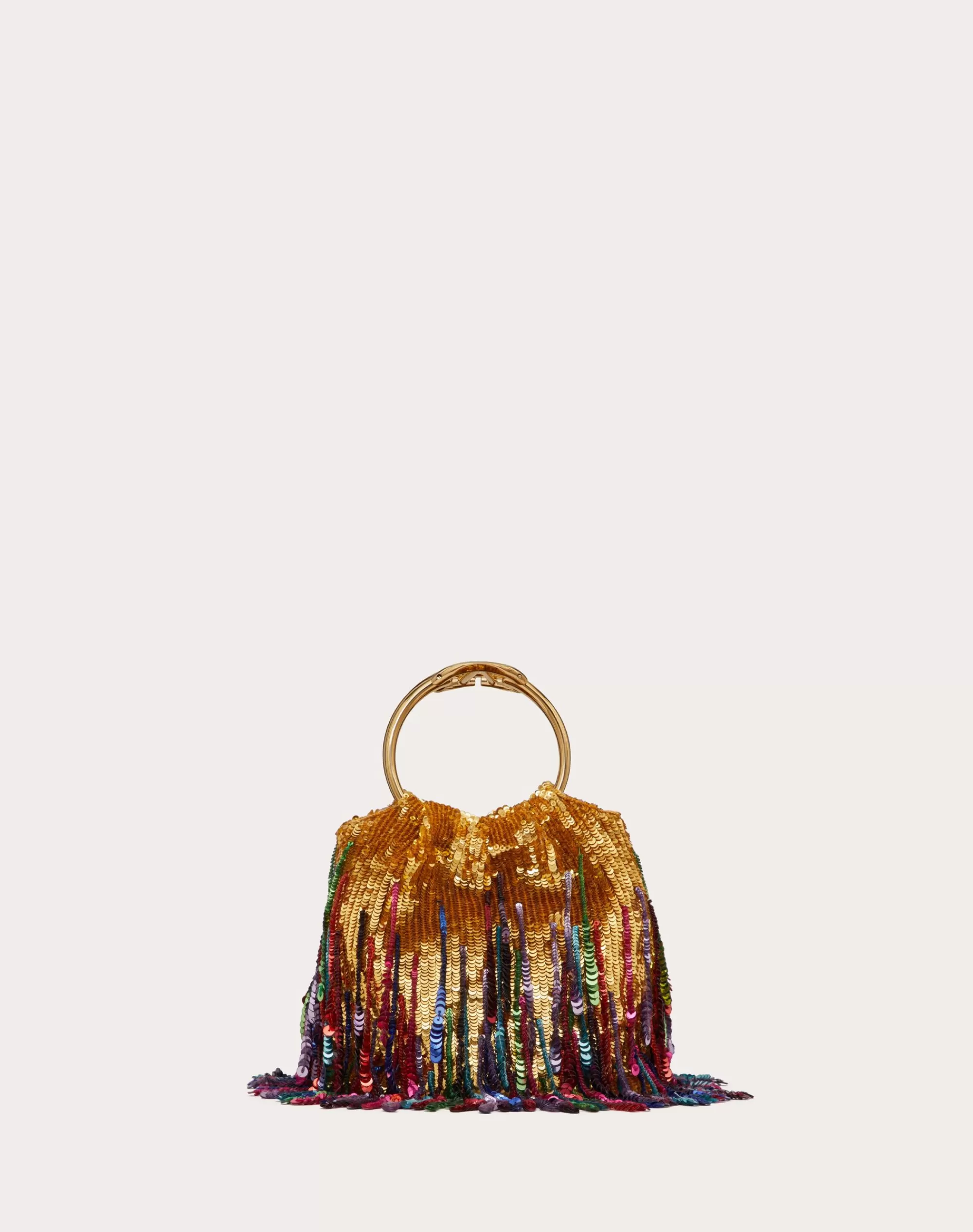 Valentino SMALL CARRY SECRETS EMBROIDERED BUCKET BAG Gold/multicolor Outlet