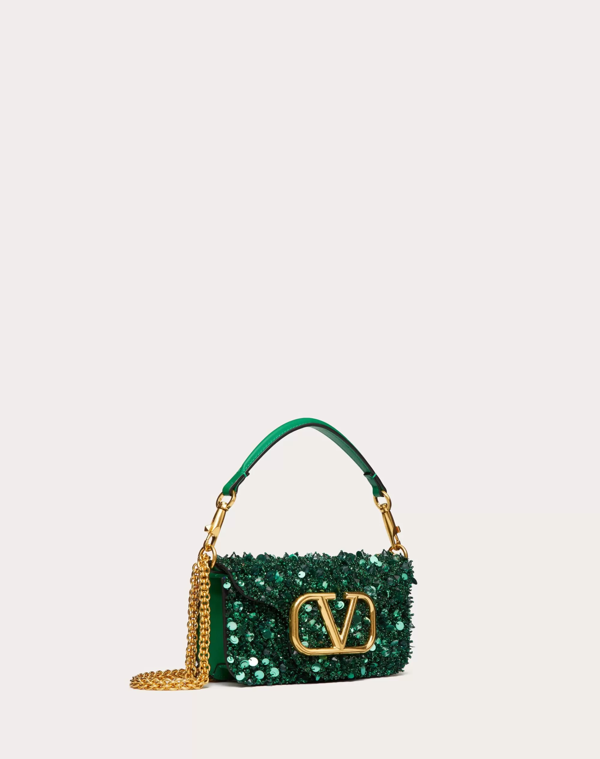 Valentino SMALL LOCÒ SHOULDER BAG WITH 3D EMBROIDERY New