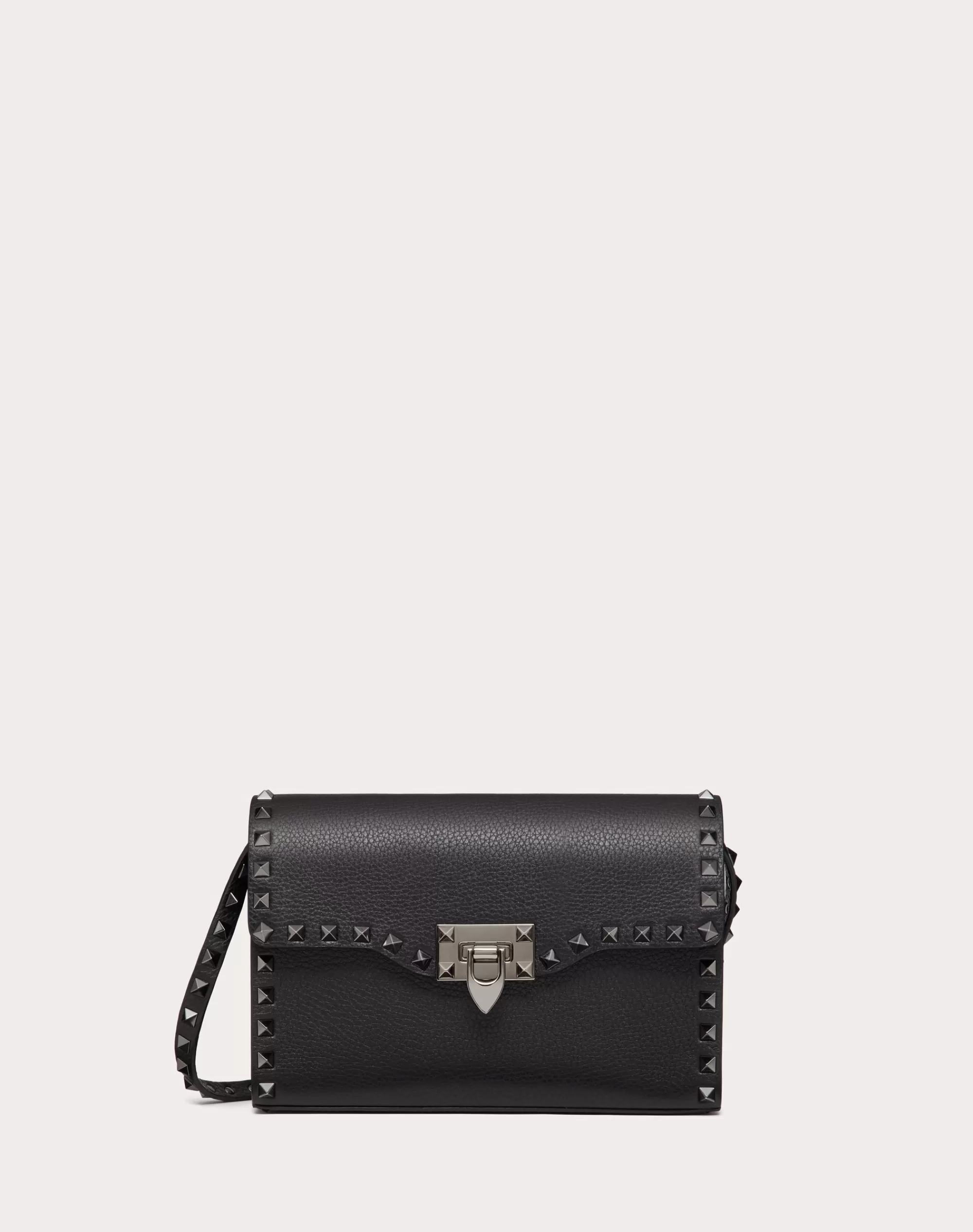 Valentino SMALL ROCKSTUD GRAINY CALFSKIN CROSSBODY BAG Black Store