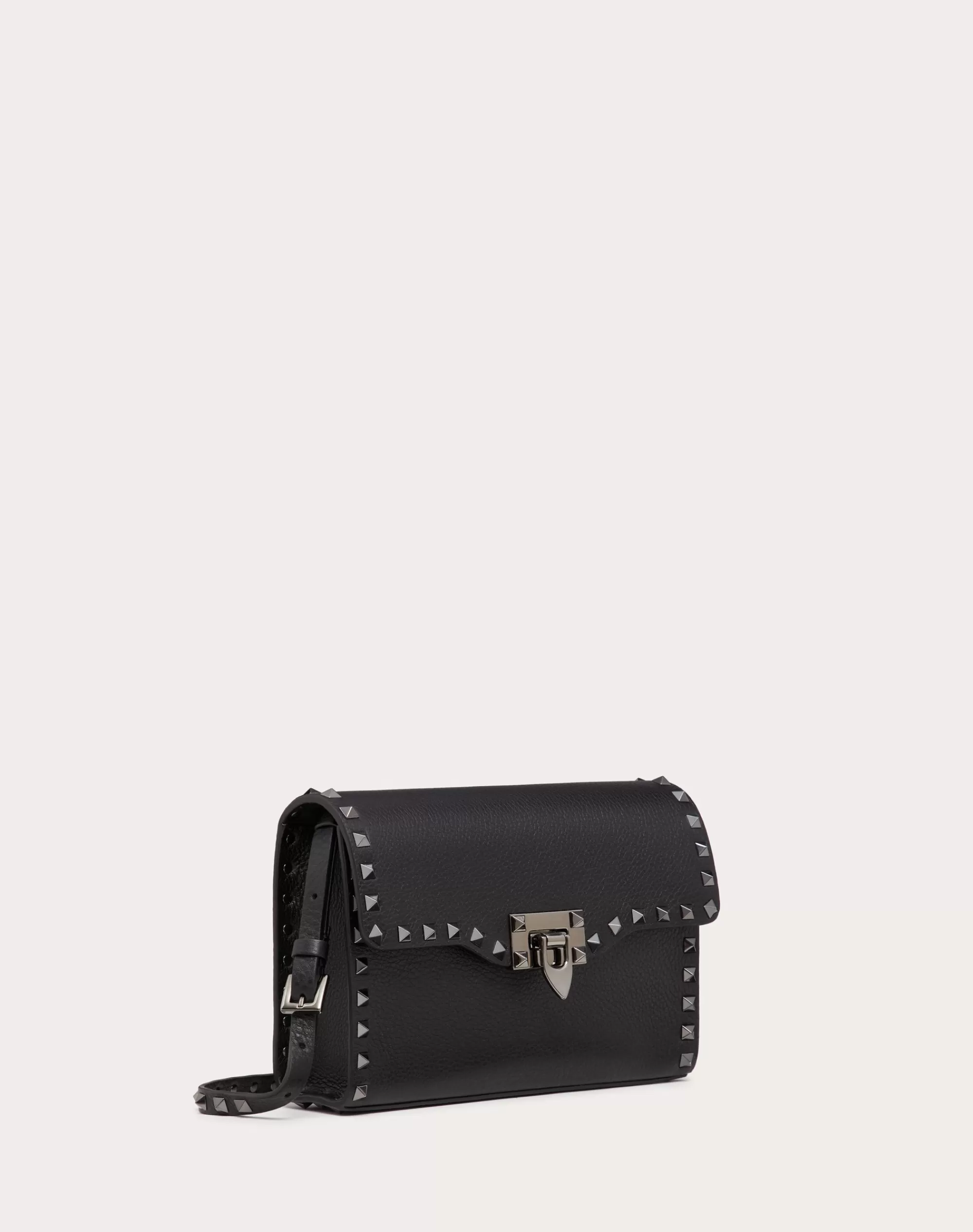 Valentino SMALL ROCKSTUD GRAINY CALFSKIN CROSSBODY BAG Black Store