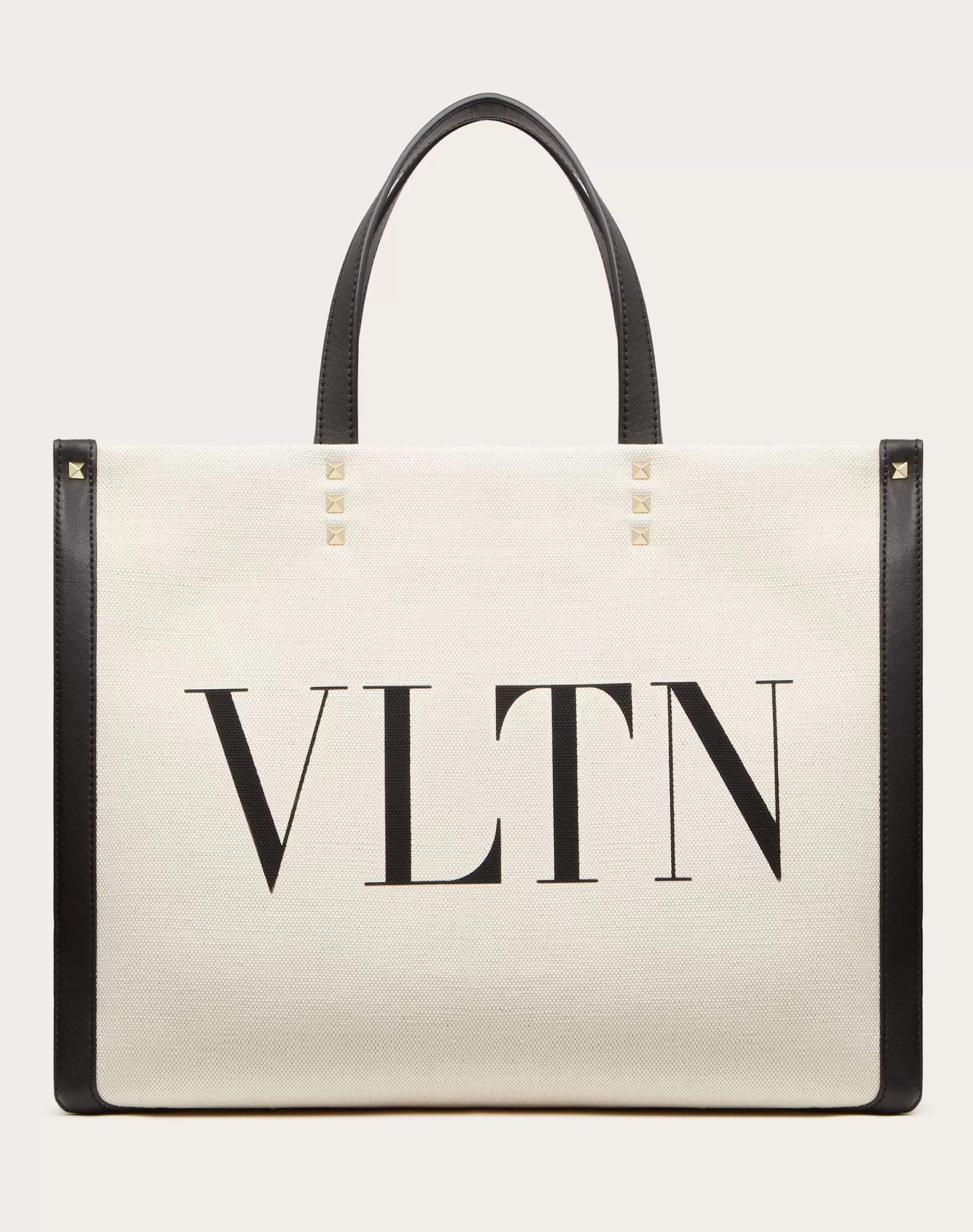 Valentino SMALL VLTN PRINT CANVAS TOTE BAG Natural Discount