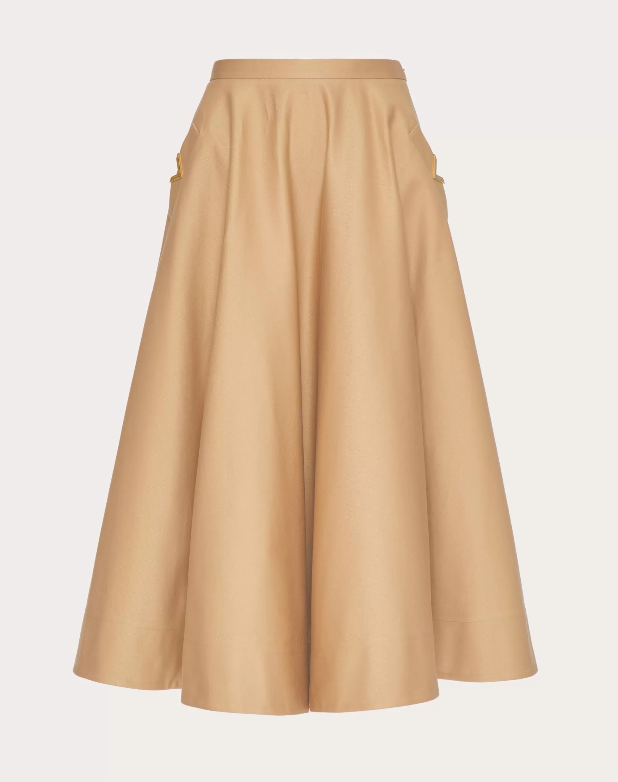 Valentino STRETCH COTTON MIDI SKIRT Beige Best