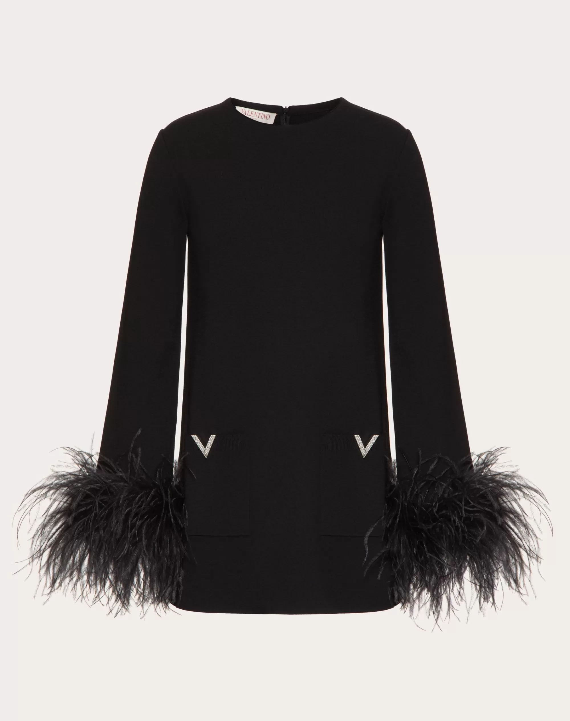 Valentino STRETCHED VISCOSE JUMPER WITH FEATHERS Black Cheap