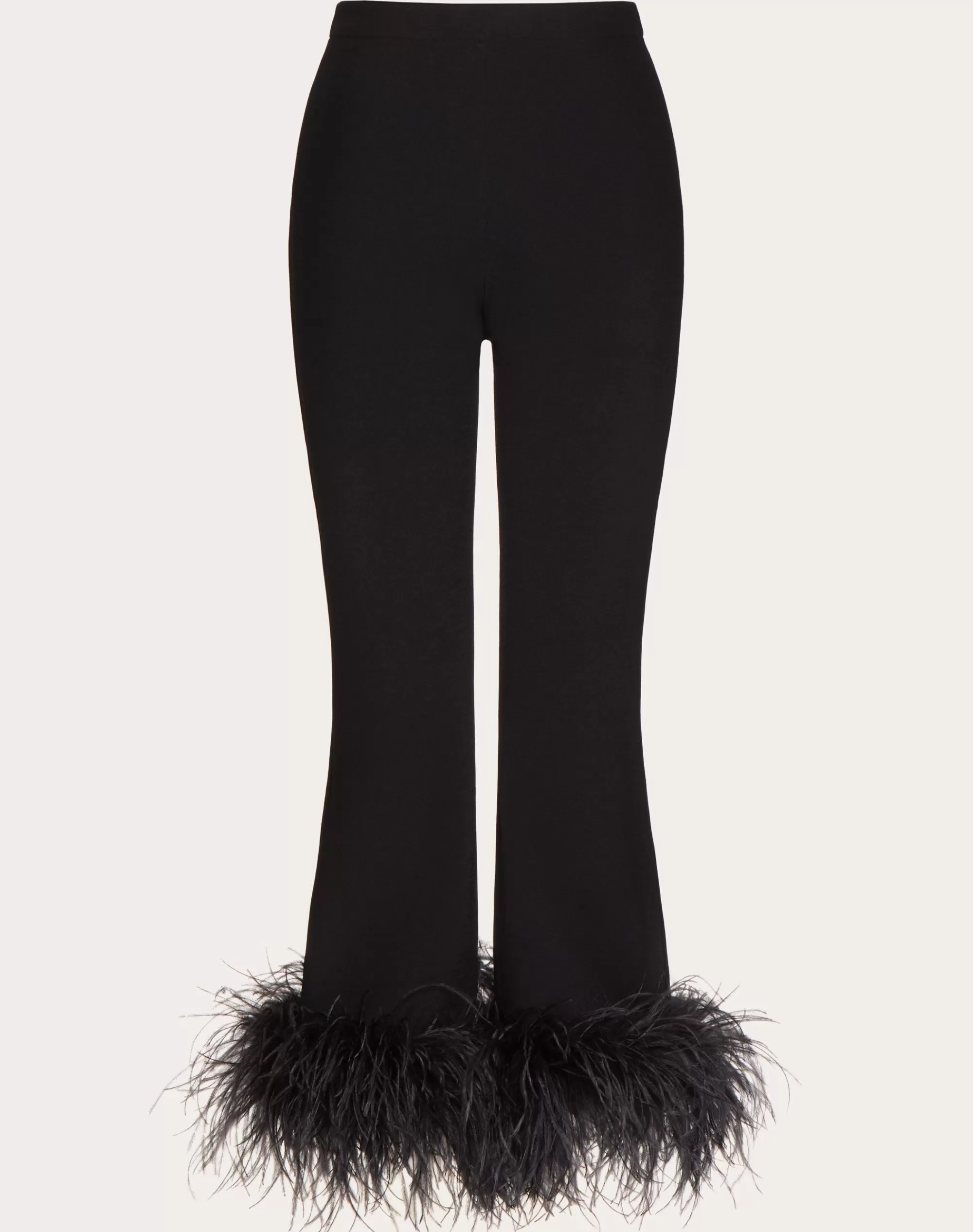 Valentino STRETCHED VISCOSE PANTS WITH FEATHERS Black Shop