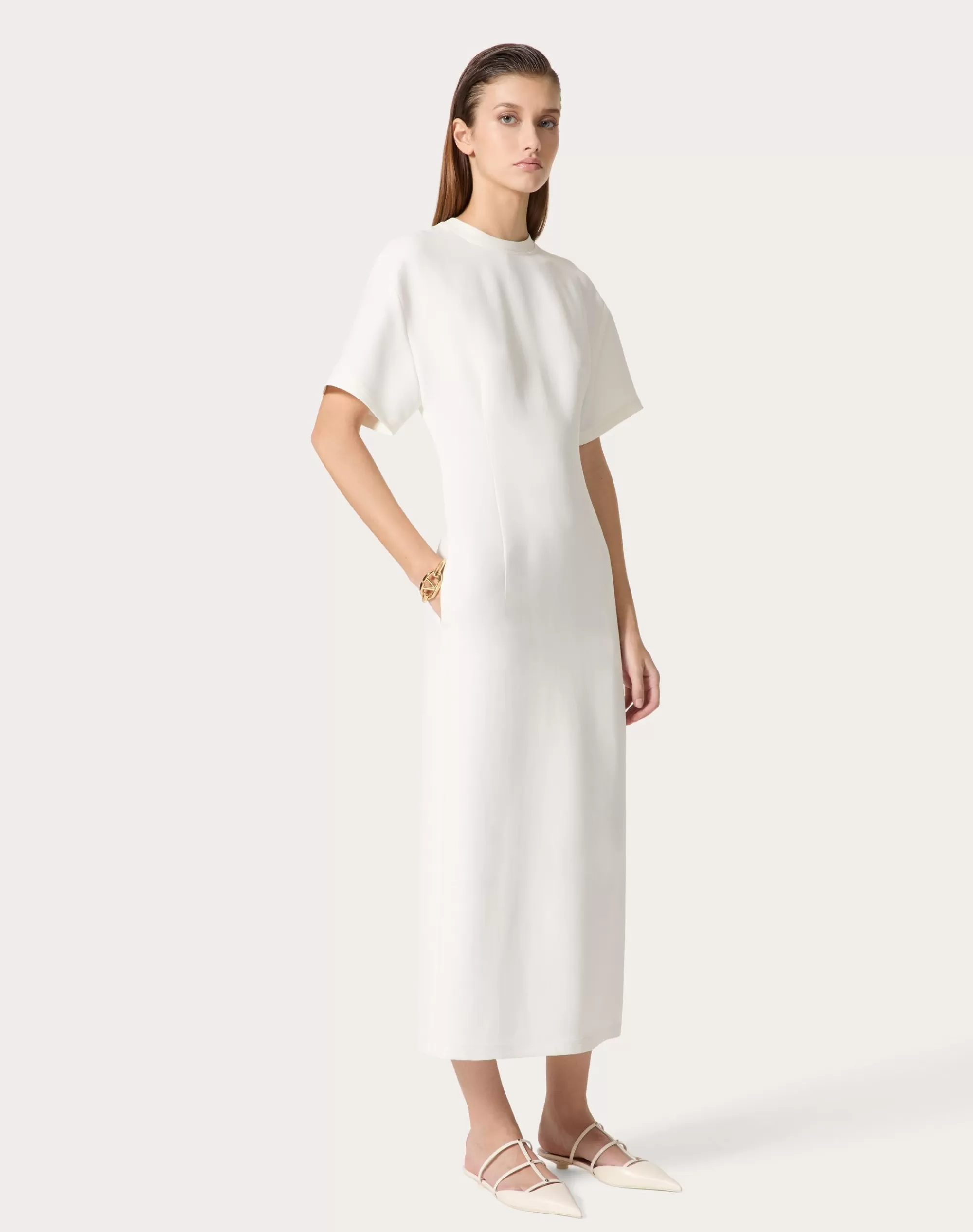 Valentino STRUCTURED COUTURE MIDI DRESS Ivory Flash Sale