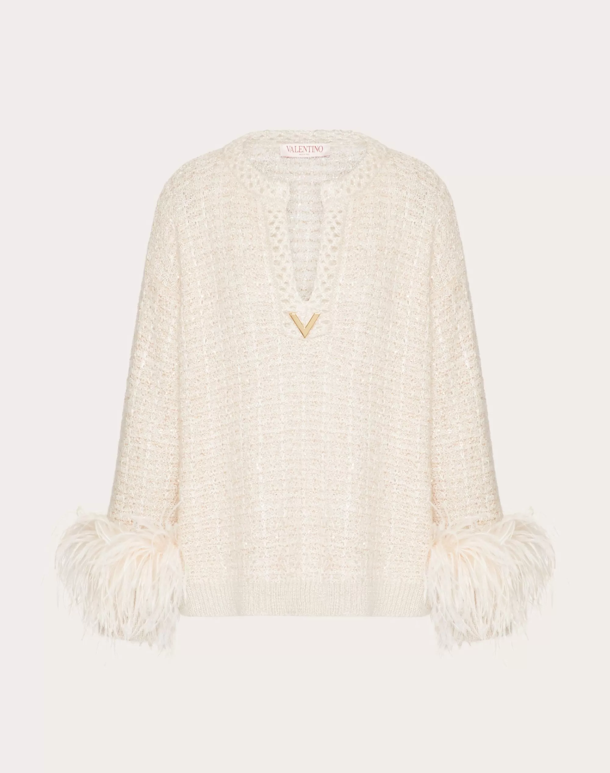 Valentino SWEATER IN LUREX MOHAIR AND SEQUIN THREAD Ivory Cheap