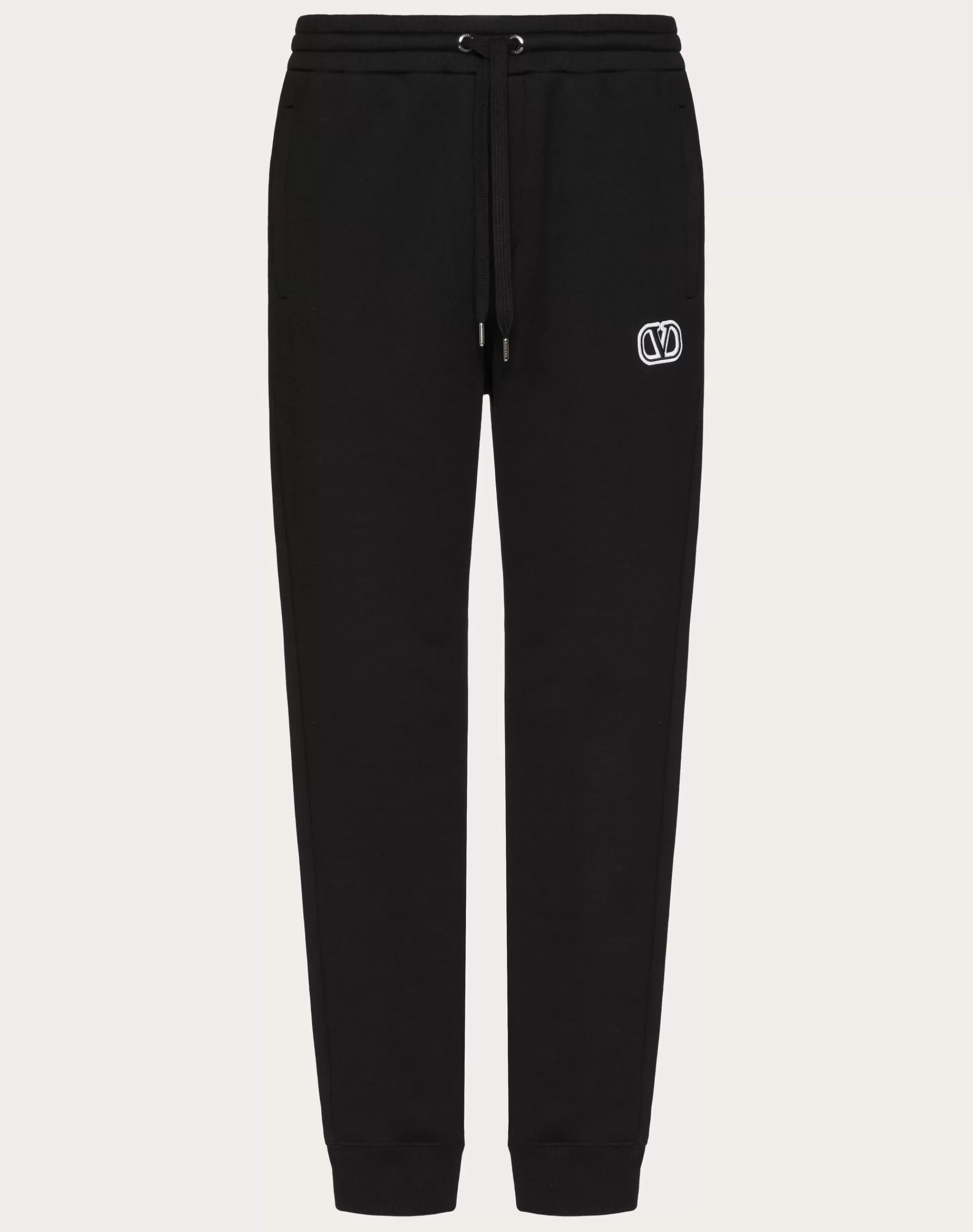 Valentino TECHNICAL COTTON JOGGERS WITH VLOGO SIGNATURE PATCH Black Cheap