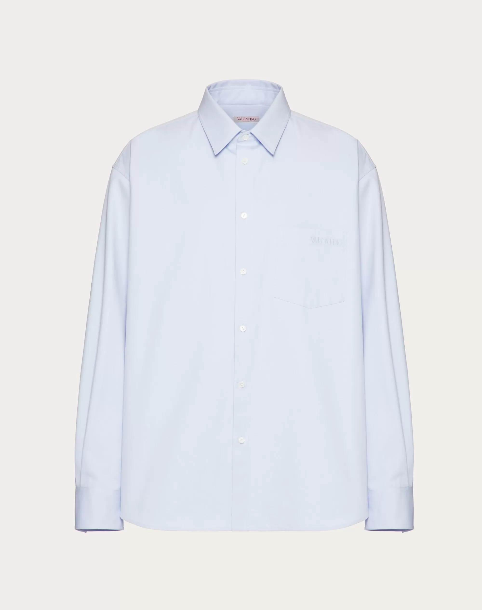 Valentino TECHNICAL COTTON SHIRT WITH EMBROIDERY SkyBlue Shop