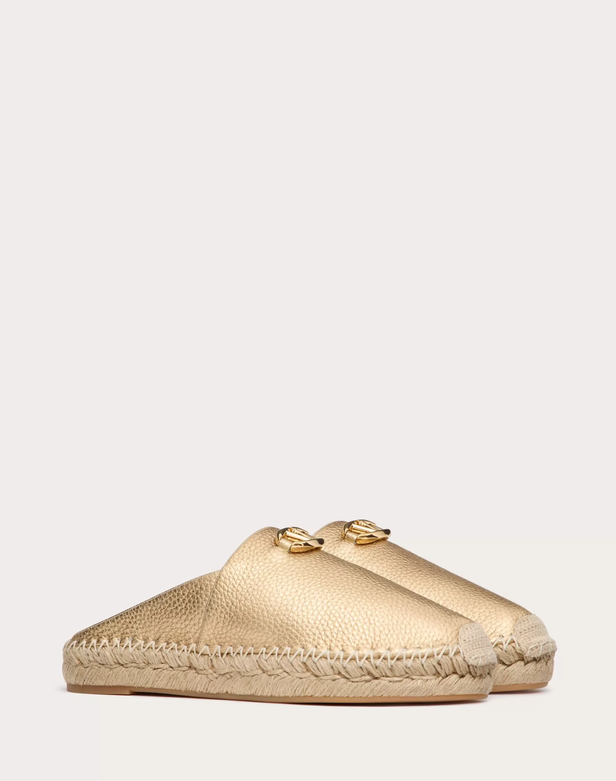 Valentino THE BOLD EDITION VLOGO MULE IN METALLIC GRAINY CALFSKIN 25MM Gold Outlet