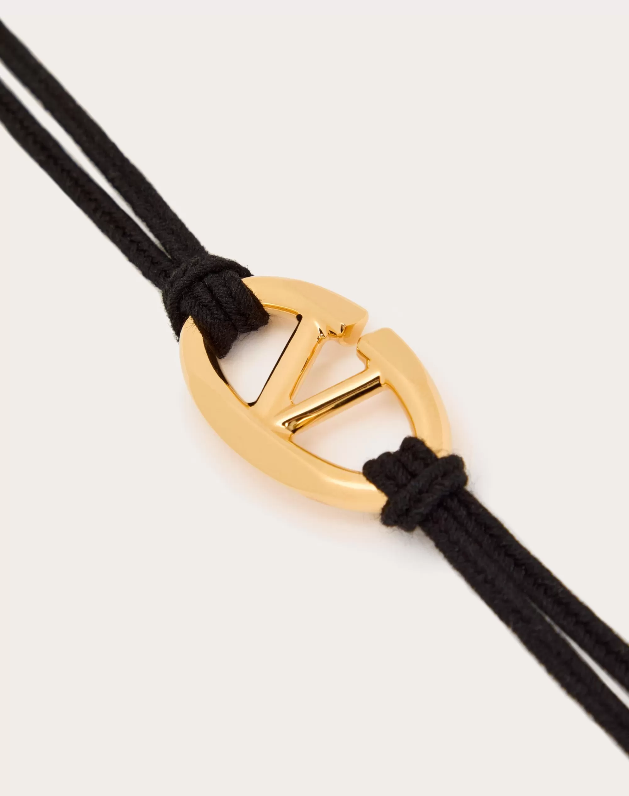 Valentino THE BOLD EDITION VLOGO ROPE AND METAL BRACELET Black Shop