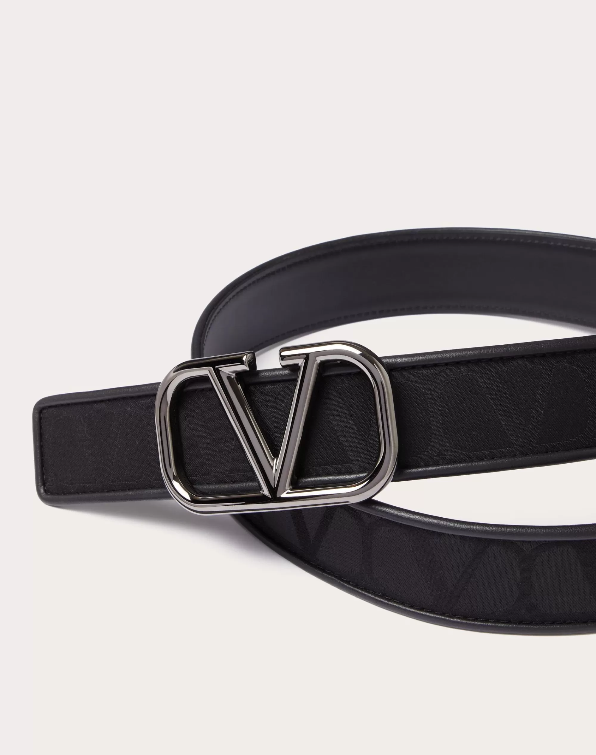 Valentino TOILE ICONOGRAPHE BELT IN TECHNICAL FABRIC WITH LEATHER DETAILS Black Best Sale