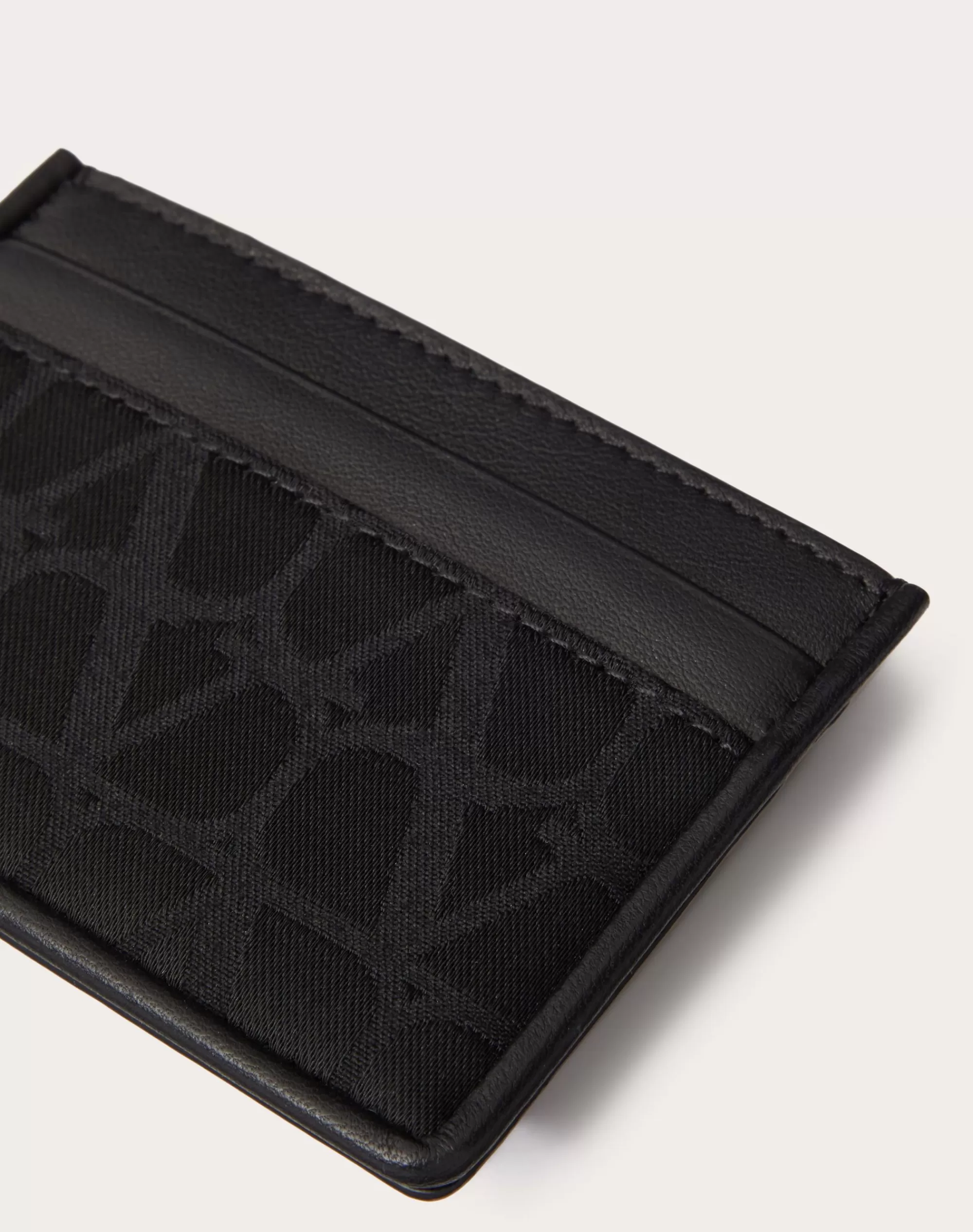 Valentino TOILE ICONOGRAPHE CARD HOLDER IN TECHNICAL FABRIC WITH LEATHER DETAILS Shop