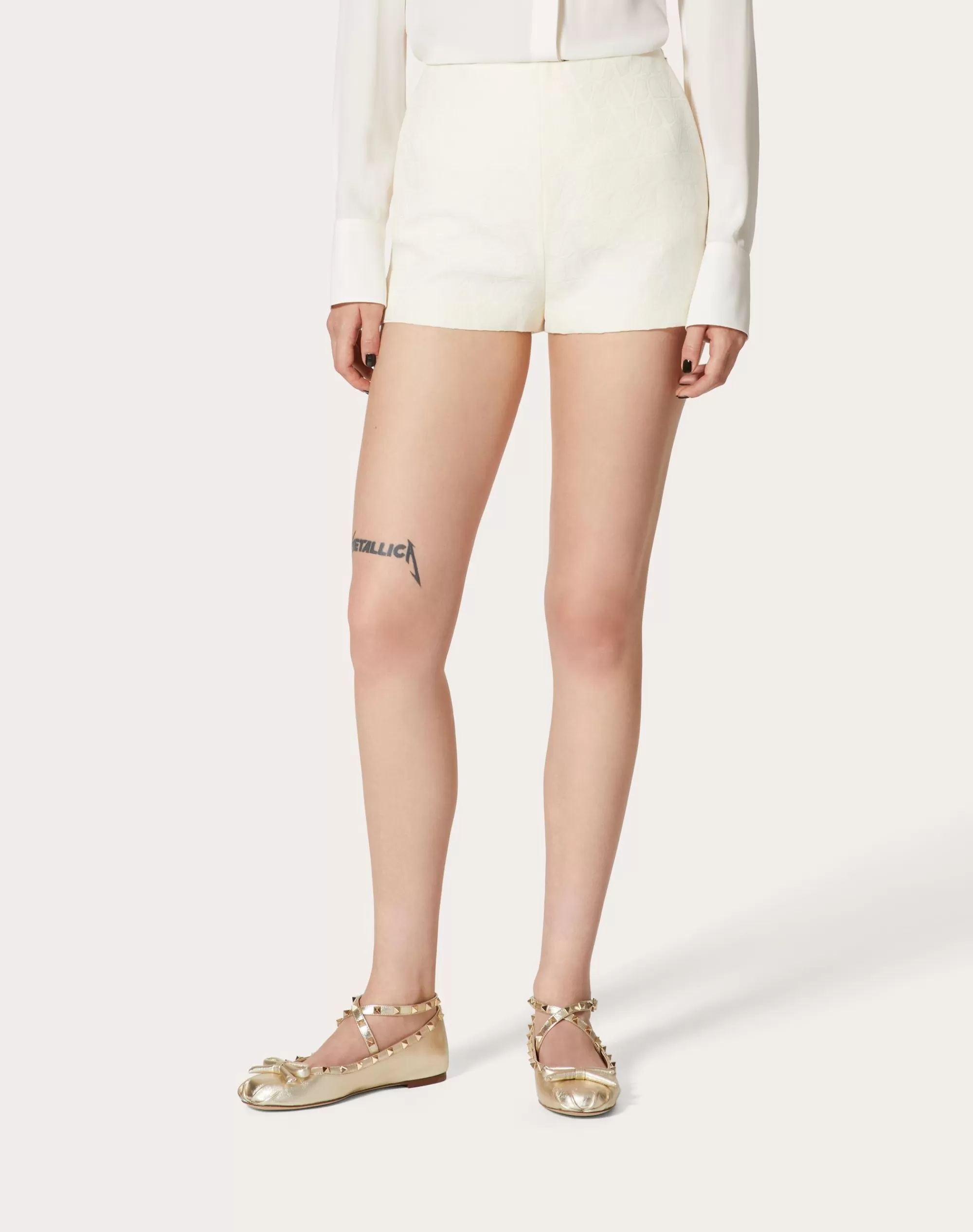 Valentino TOILE ICONOGRAPHE CREPE COUTURE SHORTS Ivory Sale