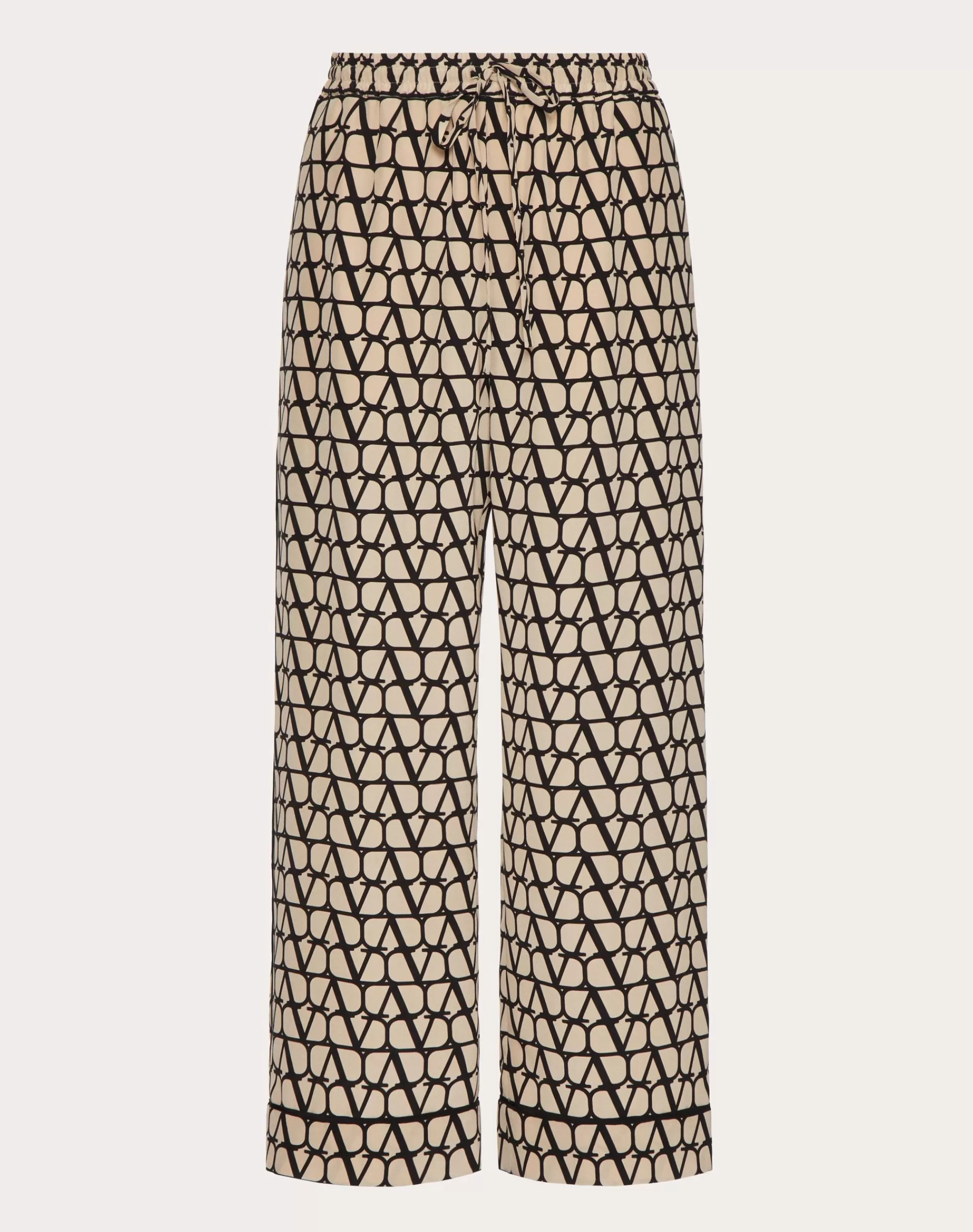 Valentino TOILE ICONOGRAPHE CREPE DE CHINE PANTS Beige/black New