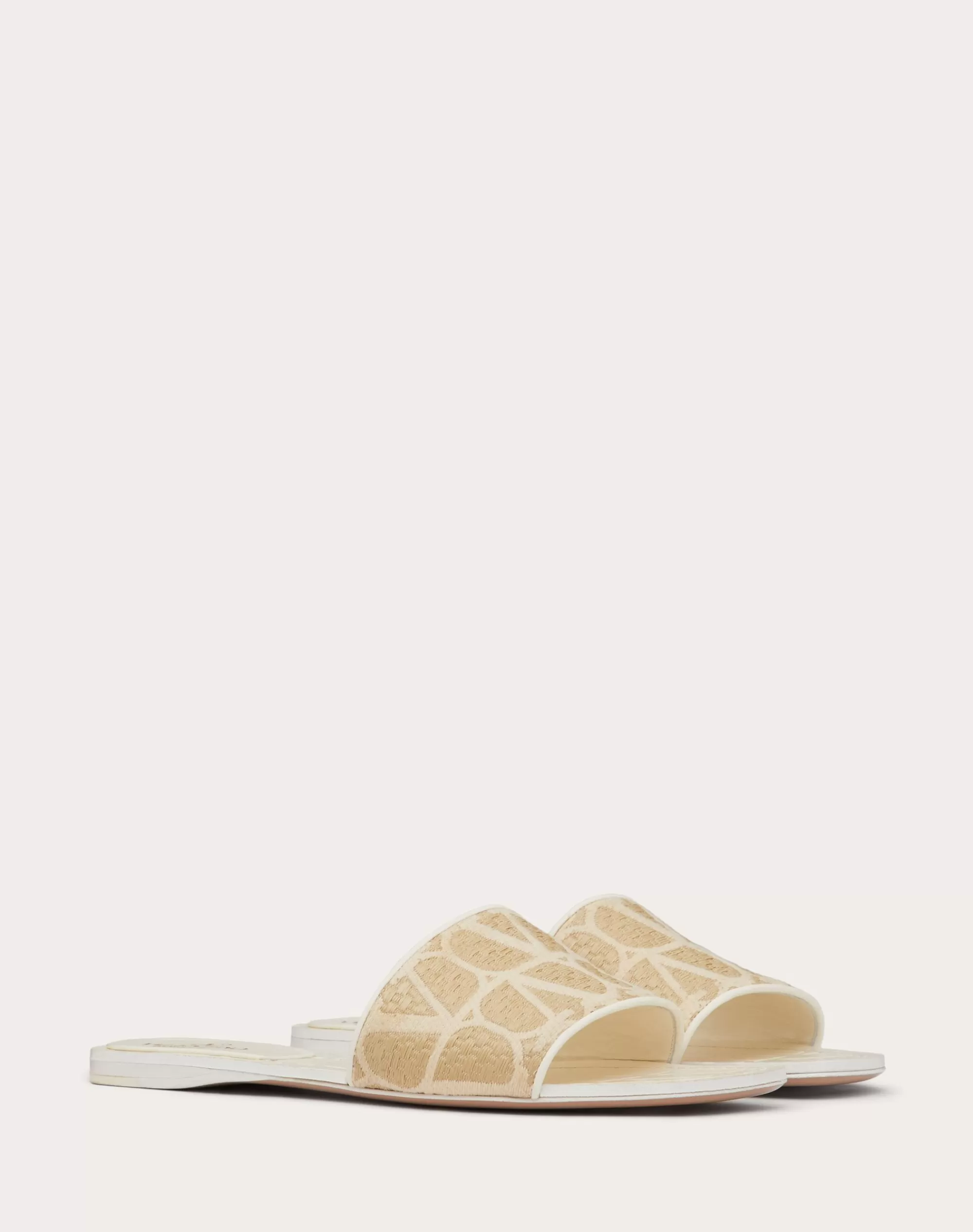 Valentino TOILE ICONOGRAPHE RAFFIA SLIDE SANDAL Natural/ivory Cheap