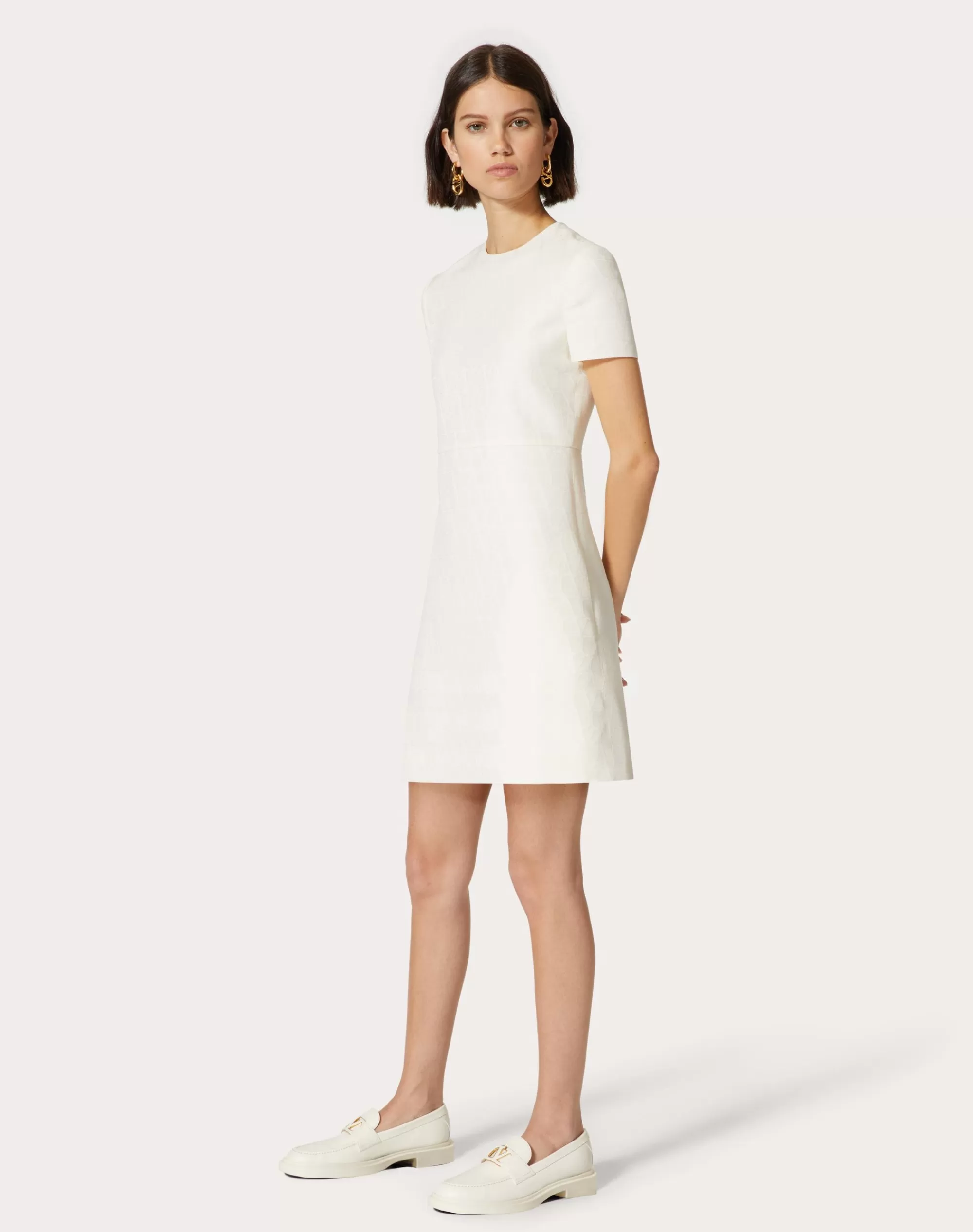 Valentino TOILE ICONOGRAPHE SHORT DRESS IN CREPE COUTURE Ivory Cheap