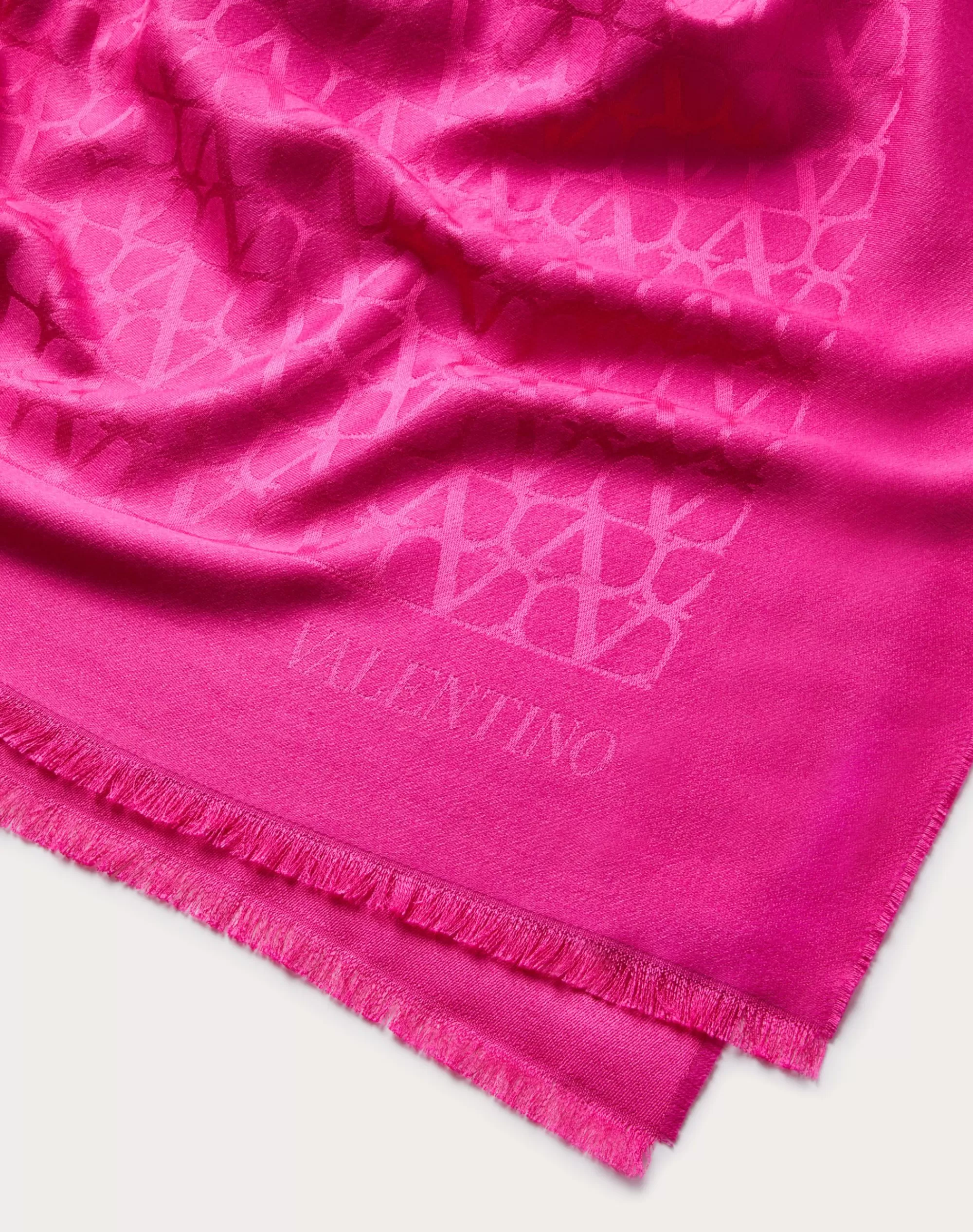 Valentino TOILE ICONOGRAPHE STOLE IN SILK AND WOOL PinkPp Flash Sale