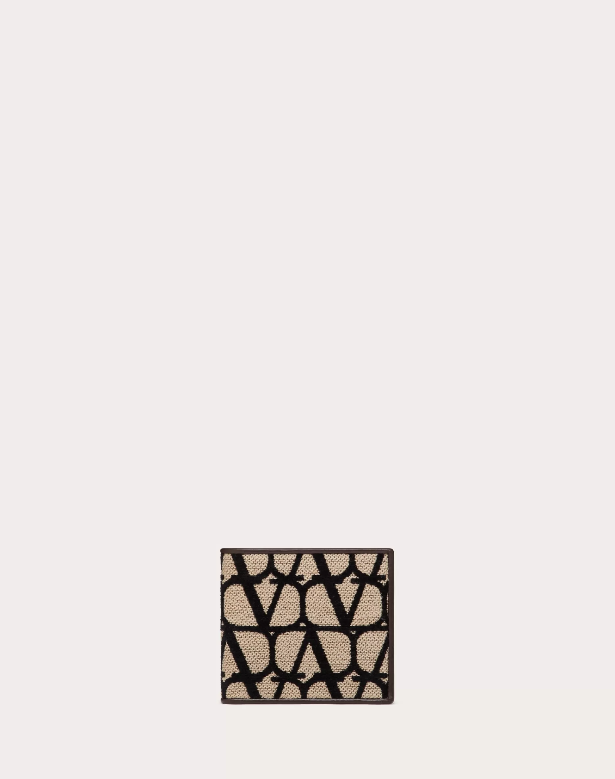 Valentino TOILE ICONOGRAPHE WALLET WITH LEATHER DETAILS Online