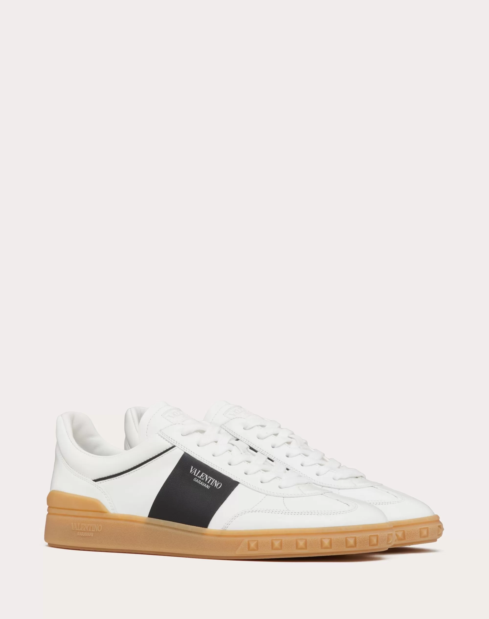 Valentino UPVILLAGE LOW TOP TRAINER IN NAPPA CALFSKIN White/Black Cheap