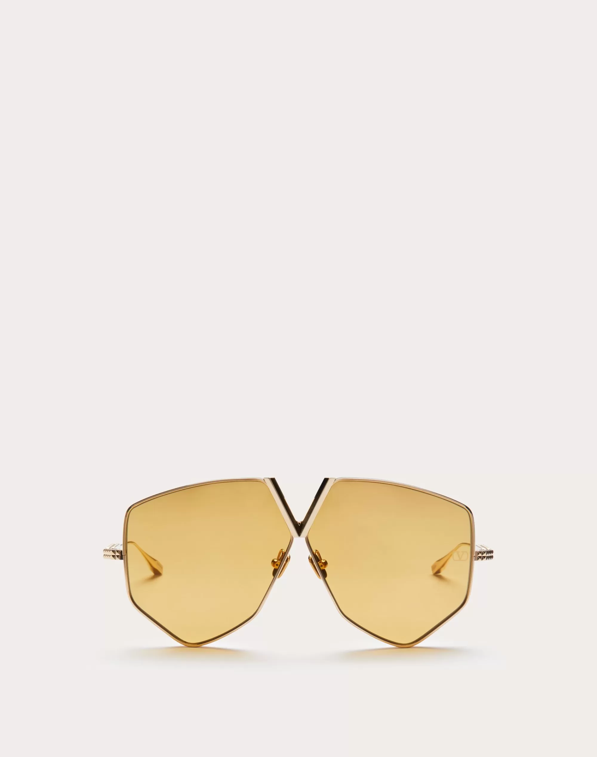 Valentino V - HEXAGON OVERSIZED TITANIUM AVIATOR FRAME Gold/amber Best Sale