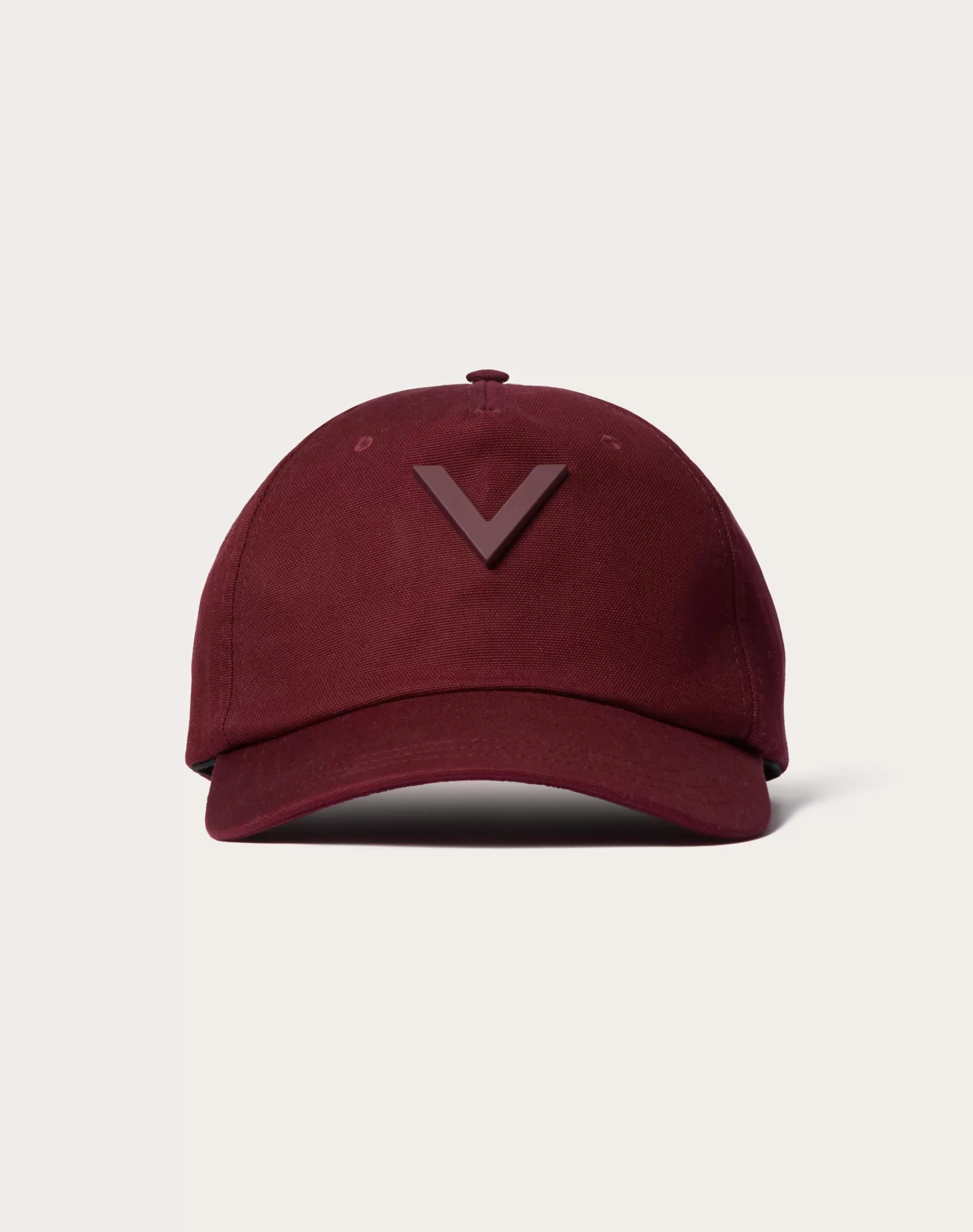 Valentino V DETAIL COTTON BASEBALL CAP WITH METAL V APPLIQUÉ Rubin Outlet