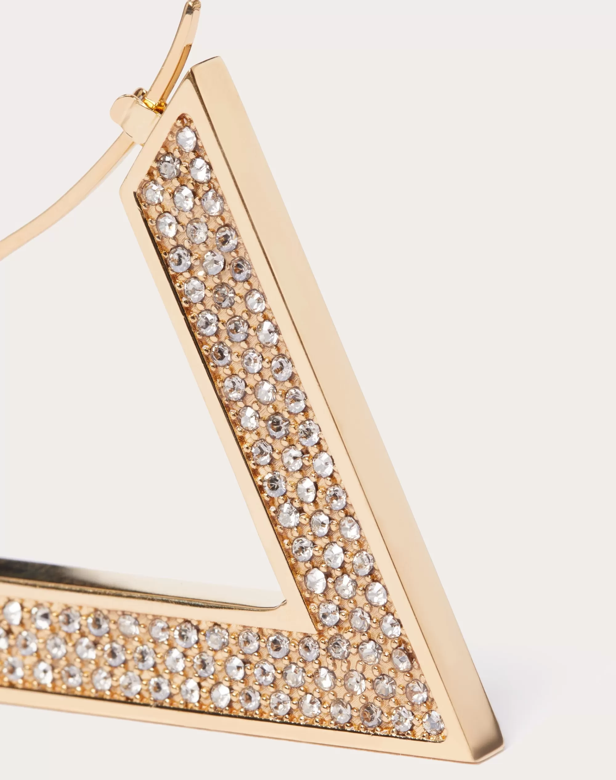 Valentino V DETAIL METAL AND SWAROVSKI® CRYSTAL EARRINGS Gold Store